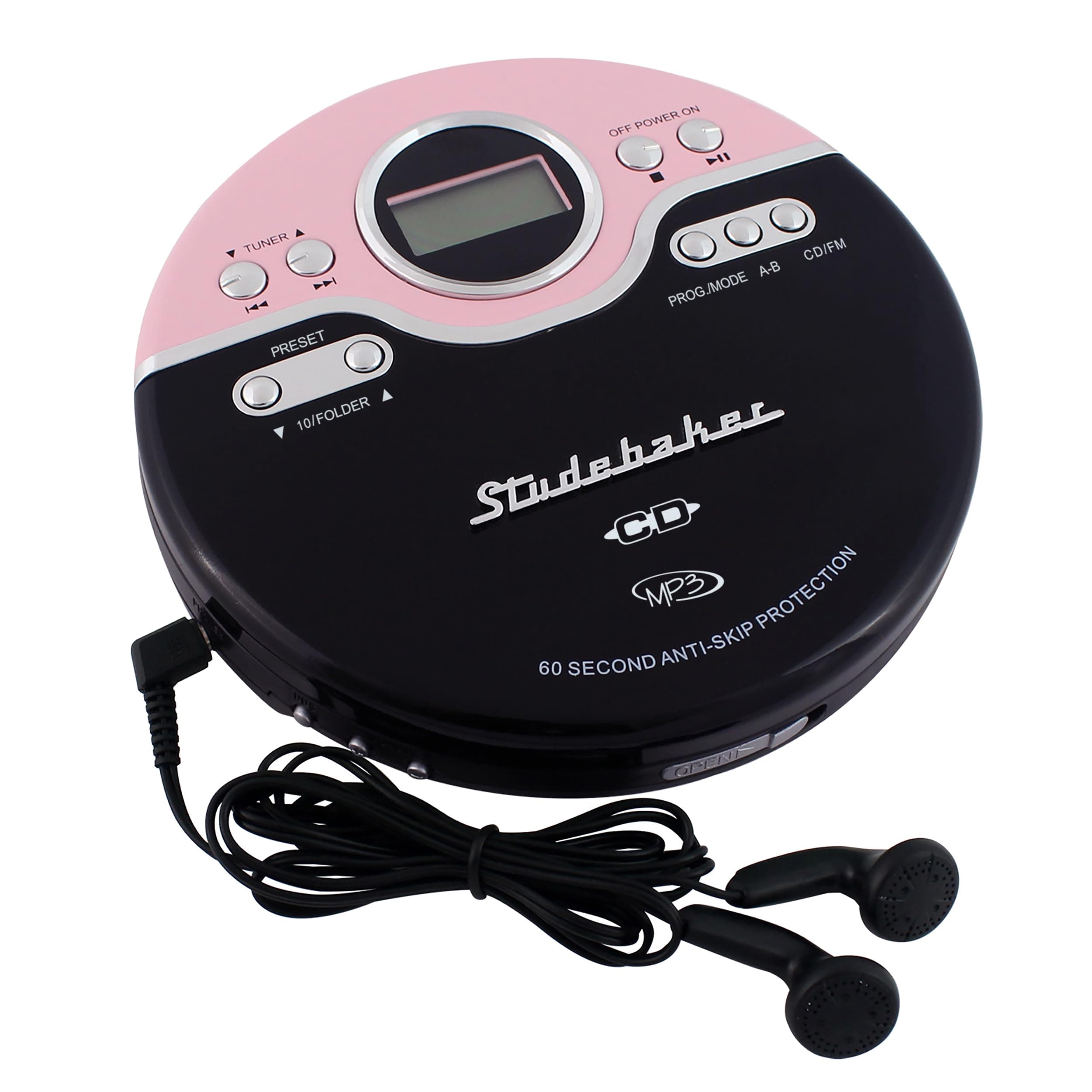 SB3703PBB Joggable Personal CD/MP3 Player with FM PLL Radio - Pink & Black