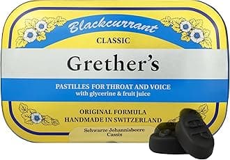 GRETHER'S Classic Blackcurrant Pastilles – Premium Swiss Throat Lozenges for Dry Mouth & Throat Comfort – Rich in Vitamin C, Intense Fruit Flavor – Gluten & Lactose Free – 2.1 oz