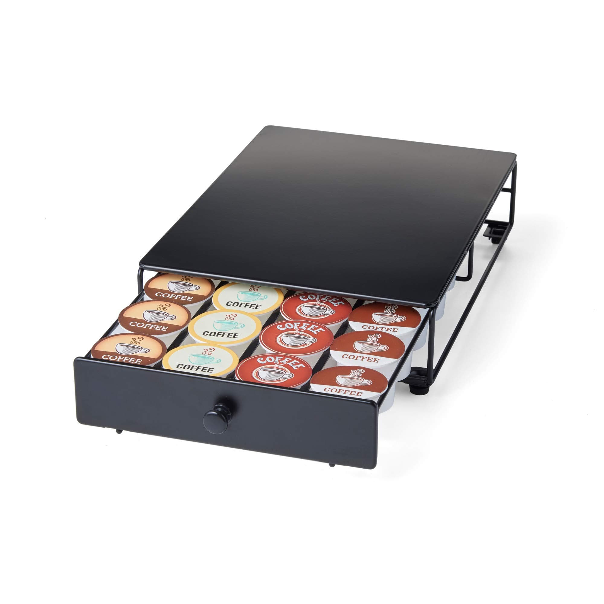 Nifty Solutions Capacity Nifty Rolling Mini Black Finish, Compatible with K-Cups, 24 Pod Pack Holder, Compact Under Coffee Pot Storage Drawer, Slim Home Kitchen Counter Organizer