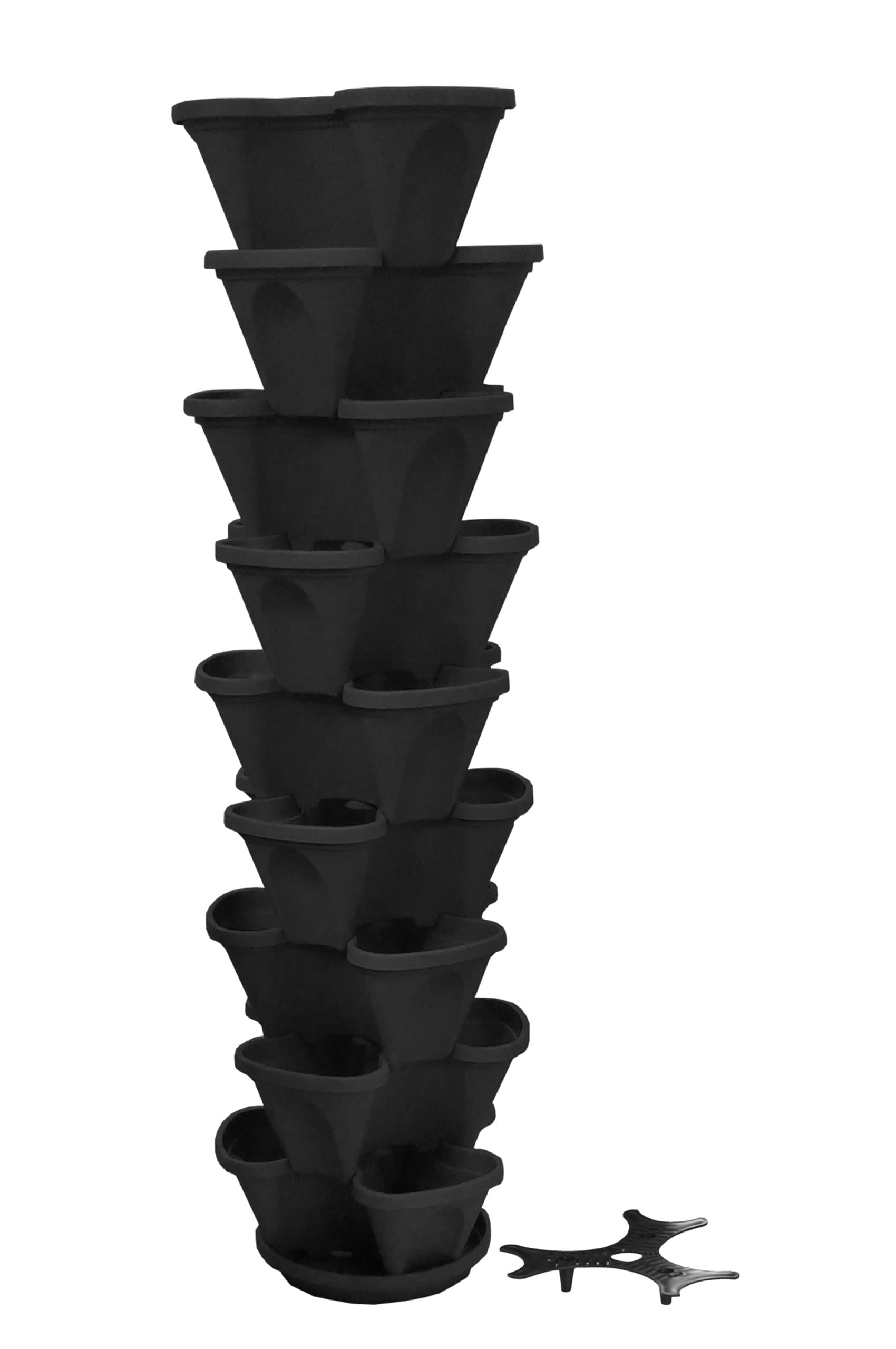 Nancy Janes Stacking Planter, 12-Inch, Black, 9-Pack