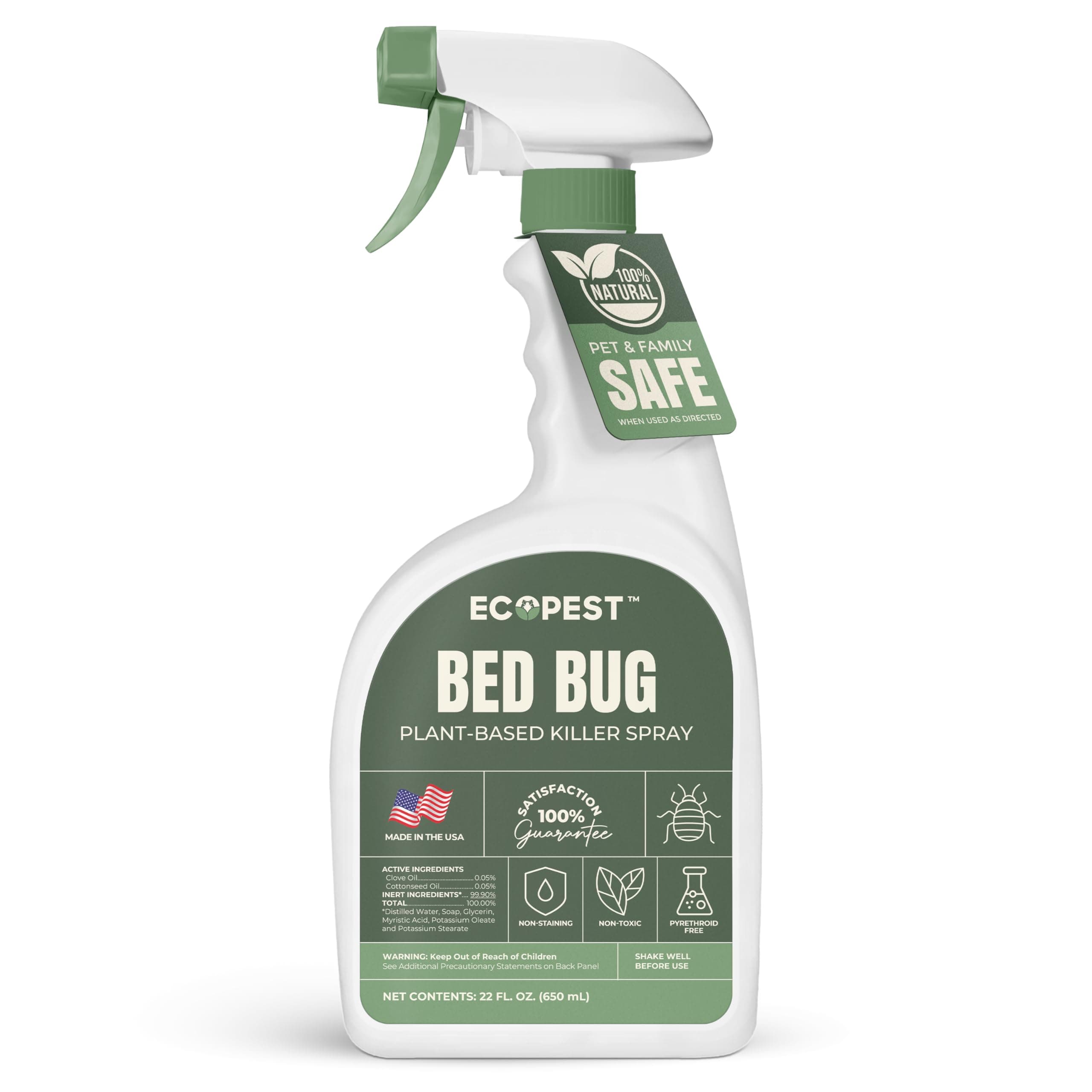 Bed Bug Spray – Natural, Plant-Based Killer for Bed Bugs, Eggs & Nymphs | Fabric & Mattress-Safe Home Treatment for Indoor Use | Child & Pet Safe, Low Odor, Eco-Friendly (22 oz)