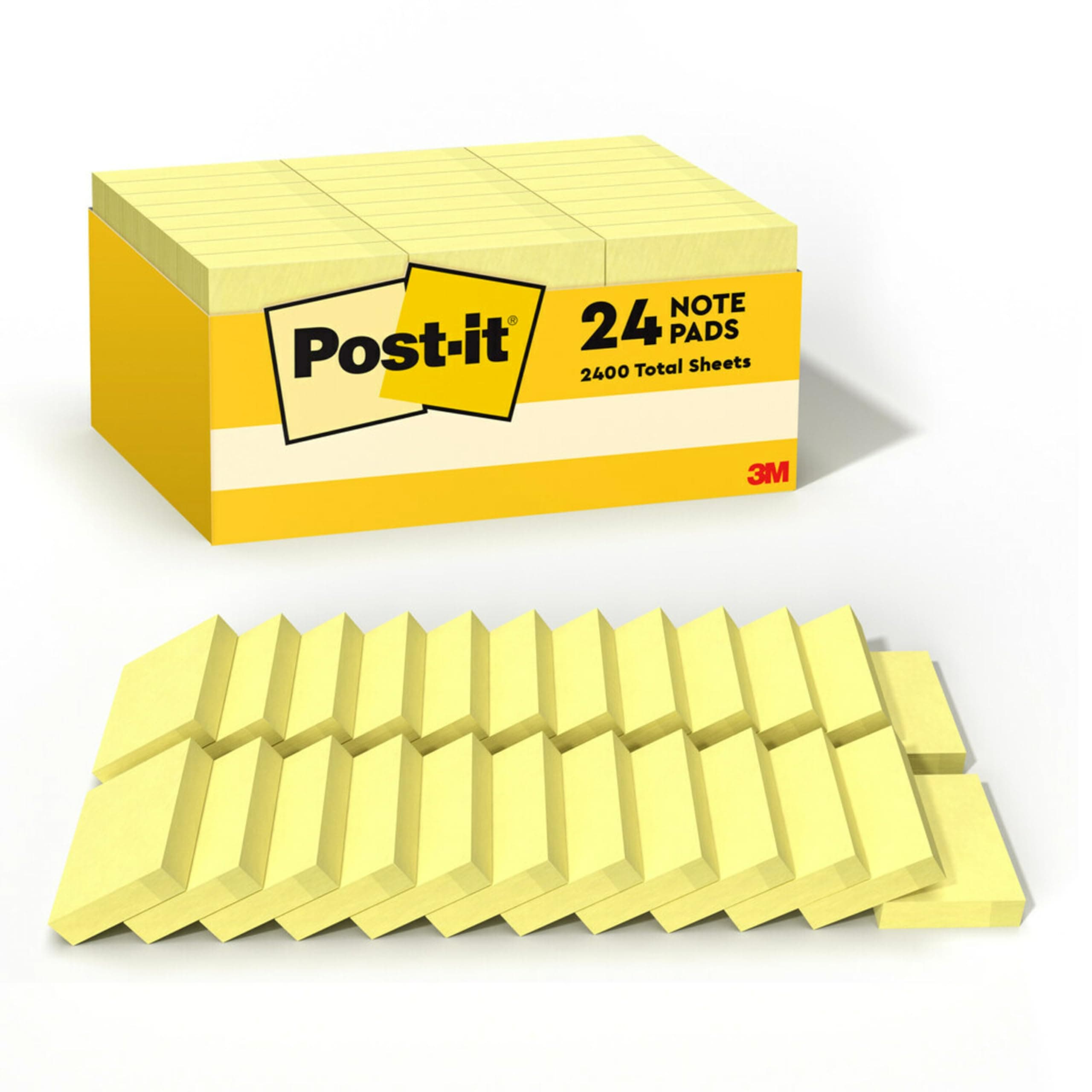 Post-it Mini Notes, 1 3/8 x 1 7/8 in, 24 Pads, Canary Yellow, Clean Removal, Recyclable
