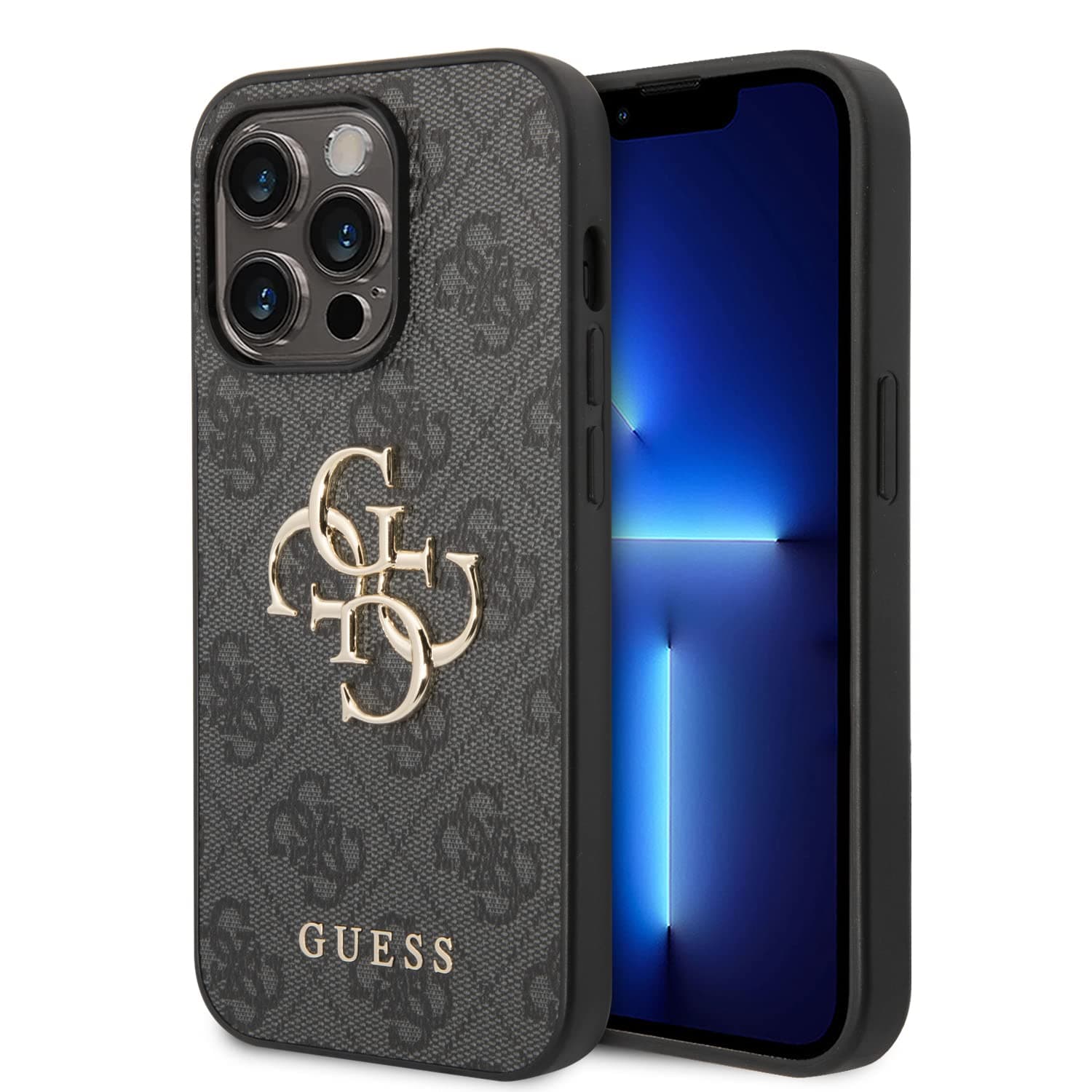 Guess Case, [Compatible with MagSafe], PU Leather Case With Big 4G & Classic Logo, Anti-Shock, Drop Protection, Slim & Tough, Shock Resistant (Gray, iPhone 14 Pro Max)