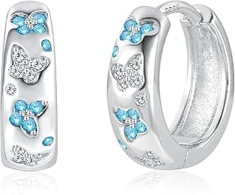 Hoop Earrings for Women, 925 Sterling Silver Hoop Earring mit AAA+ Zircon Diamond Rhinestones Earrings, Small Cartilage Huggies Hoop Earring Shiny Cute Twist Oval Hoop Earrings for Women