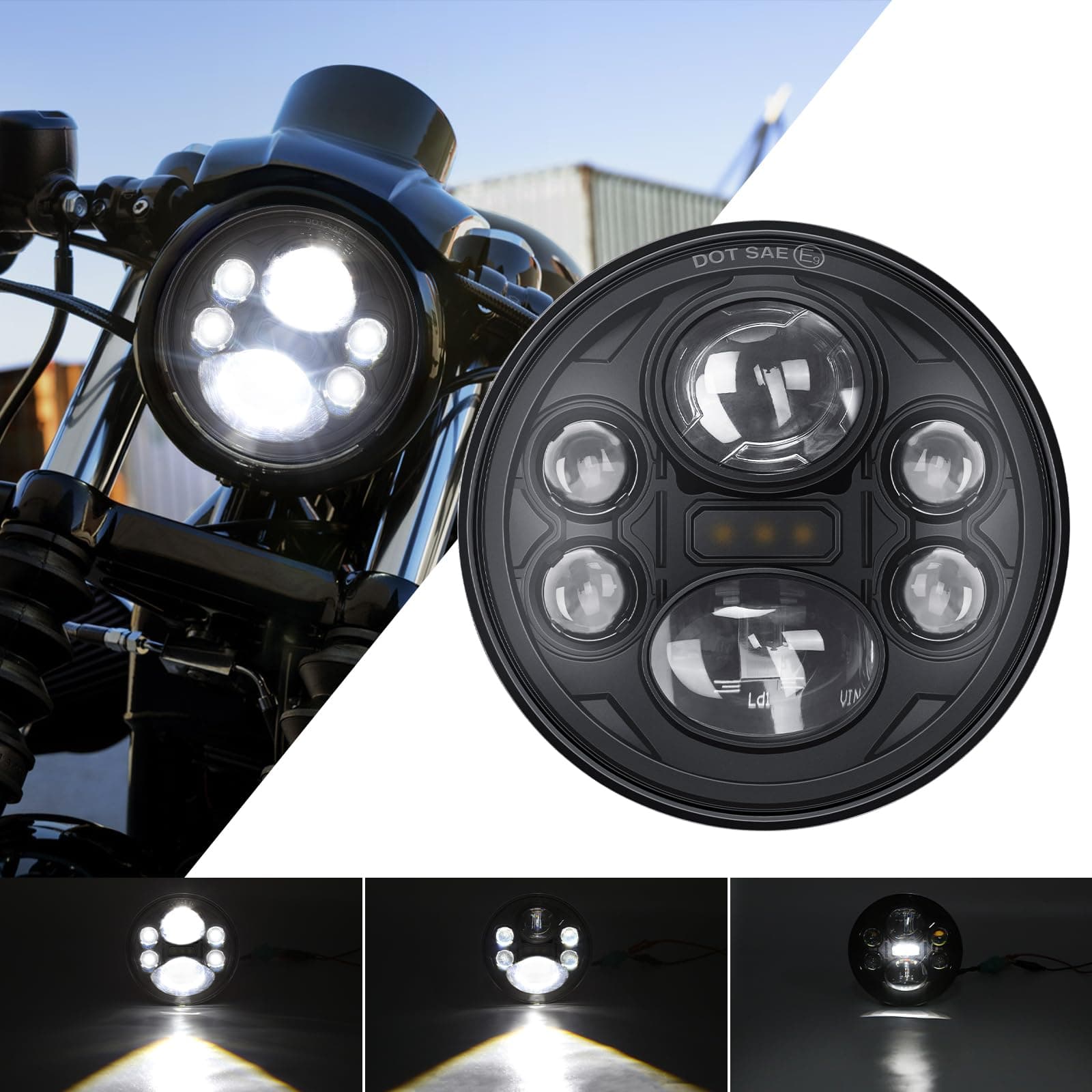 SUPAREE 5.75 LED Headlight Motorcycle 5 3/4 LED Headlight for Sportster Dyna Street Bob Night Rod Davidson Glide Low Rider