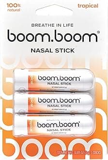 BoomBoom Nasal Stick | Vapor Flow Technology | Cool Refreshing Sensation | Natural Mood Boost | Simple Ingredients | Essential Oils + Menthol Inhaler (Tropical)