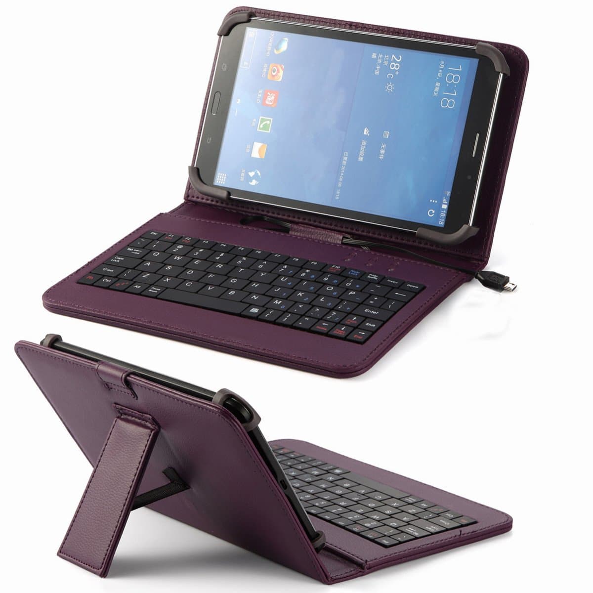 Universal Latte Imuz Q8 Android 4.2 7.85" P790-bqmi Tablet Pc Case (8kpp) (Purple Keyboard Case)