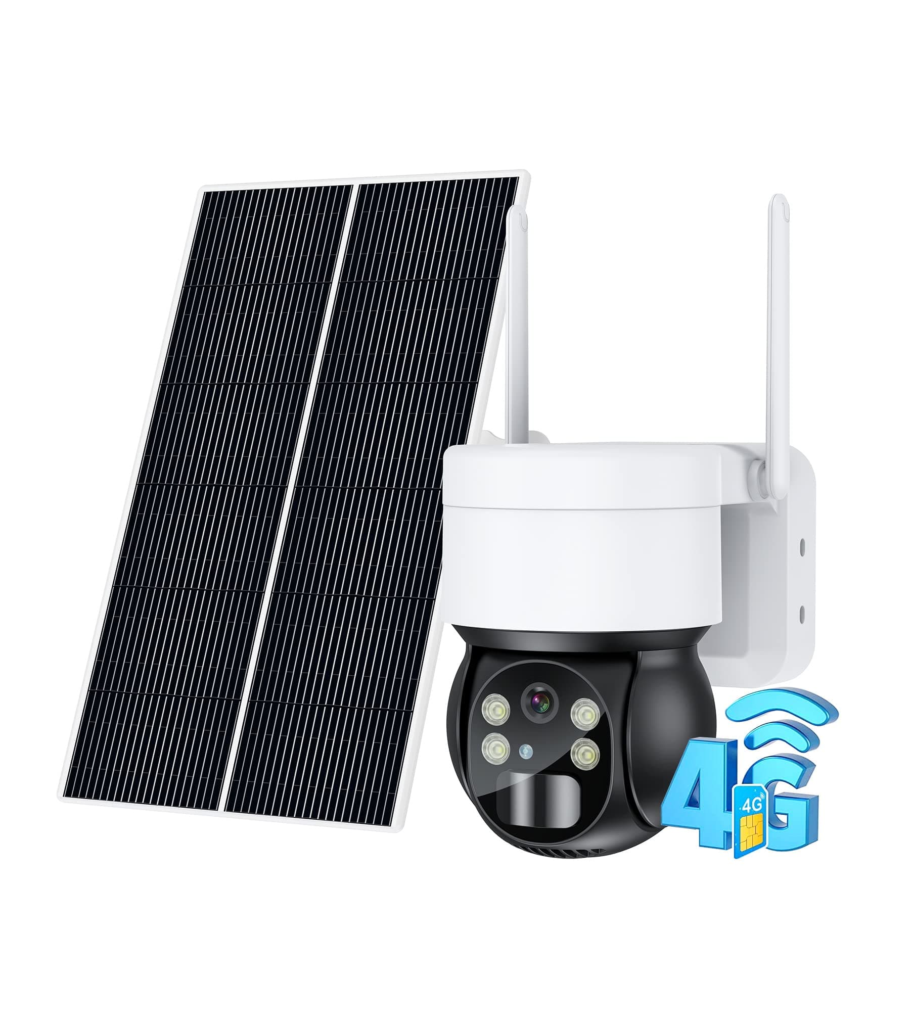 AnkwaySolar Security Camera Outdoor Wireless, CCTV Camera Systems with Color Night Vision 360° PTZ WiFi Camera for Video Surveillance, IP65 Waterproof, AI Detection, Two-Way Audio, 3.5W Solar Panel
