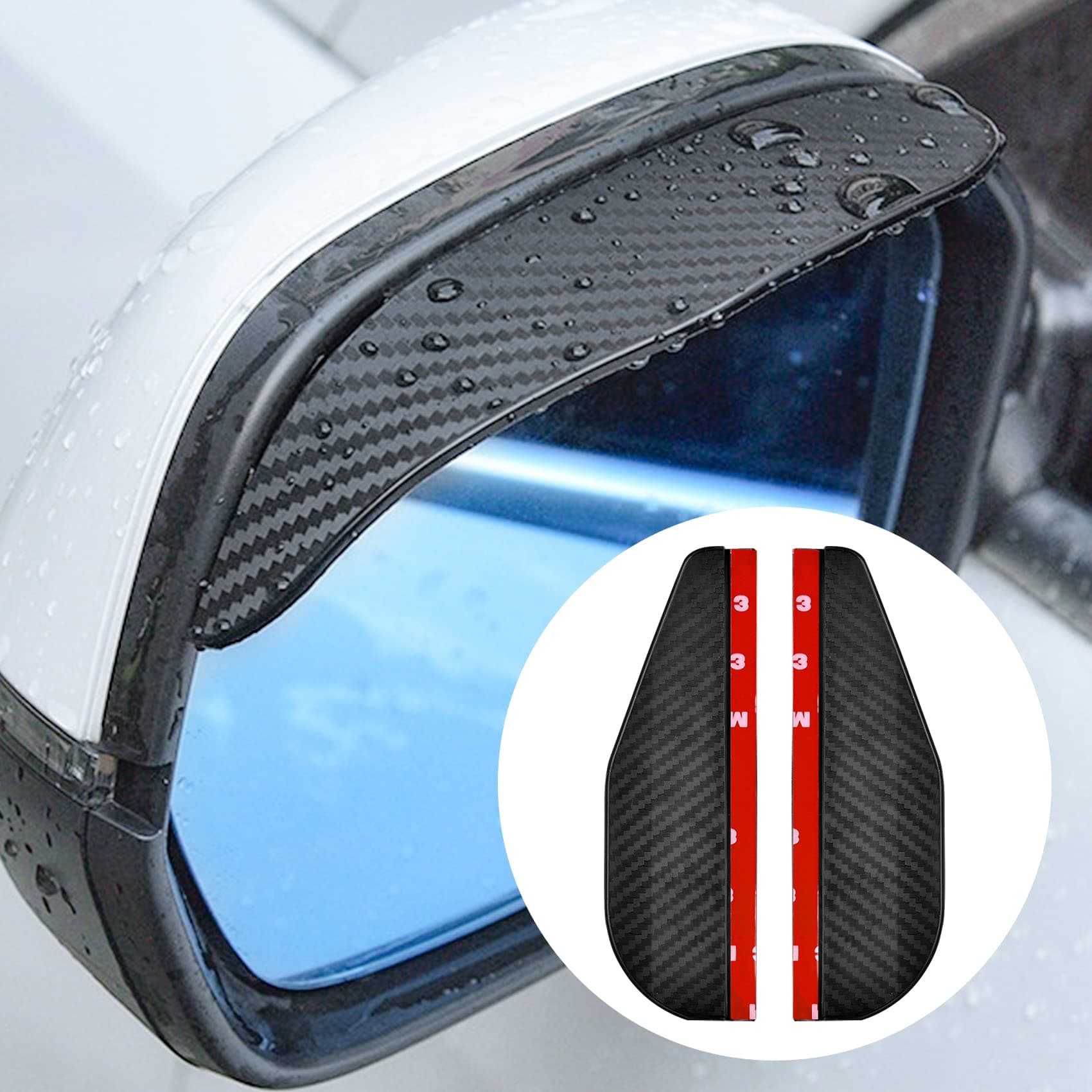 IDISON 2Pcs Car Side Mirror Rain Guard, Car Side Mirror Waterproof Visor Rain Eyebrow, Protector Carbon Fiber Texture Suitable for Car and Truck