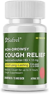 - Safrel Non-Drowsy Cough Relief - 30 Count, 15mg Dextromethorphan HBr - 8-Hour, Long-Lasting, Cough Suppressant for Adults & Children- Pack of 1