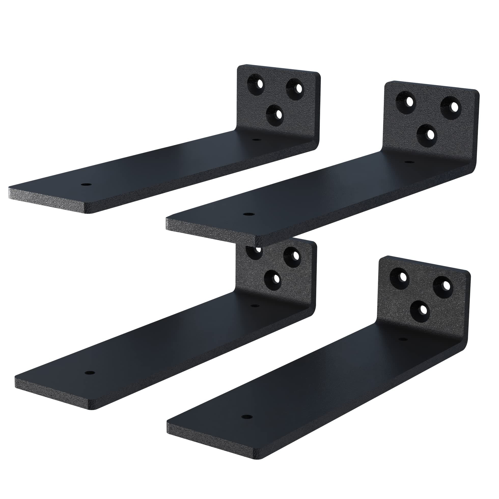 4-Pack 8 Inch Floating Shelf Brackets, Heavy Duty Hidden Shelves Bracket for Small Shelf, Kitchen Shelf, Nursery Shelf, Black Powder Coated Steel