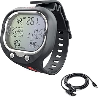 Seac Screen Scuba Wrist Dive Computer for Freediving Mode with USB Cable, Black/Red