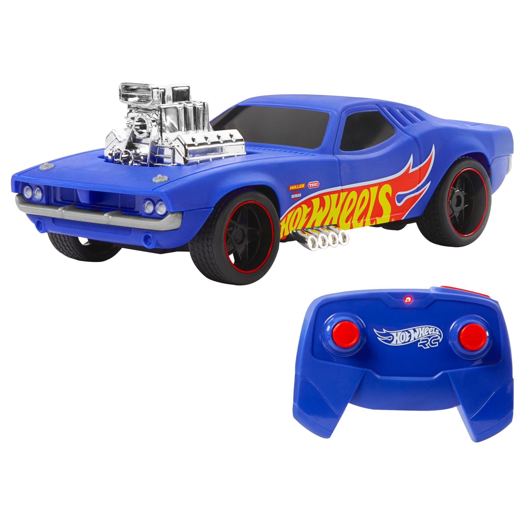 Hot Wheels Remote Control Car, 1:16 Scale Rodger Dodger Toy Car, Special 50th Anniversary Edition RC Vehicle, HTP54