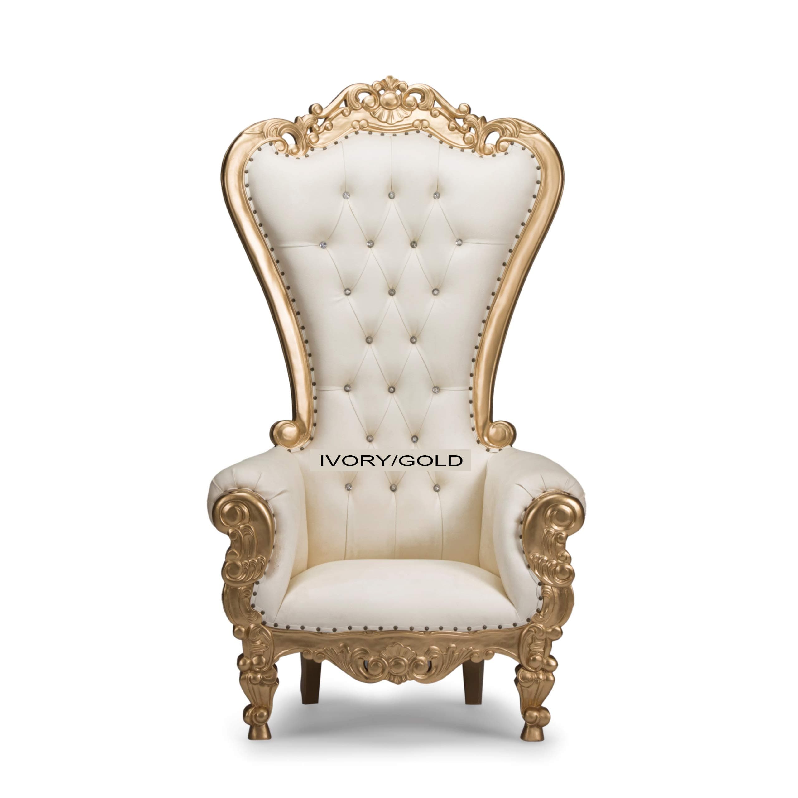 Elizabeth Throne Chair (Ivory/Gold)