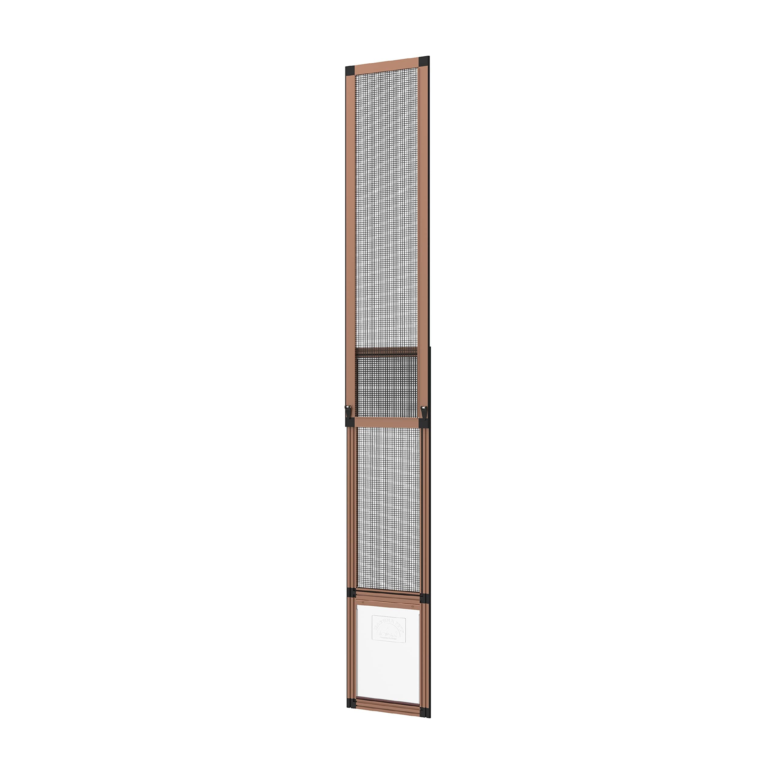 Patio Pet Door Screen Insert Panel for Sliding Doors, Fits Door Track Min Ht 61.02" to Max Ht 84.25", UV Resistant Mesh, Locking Magnetic Dog Door, Easy Install and Removal, Medium, Bronze