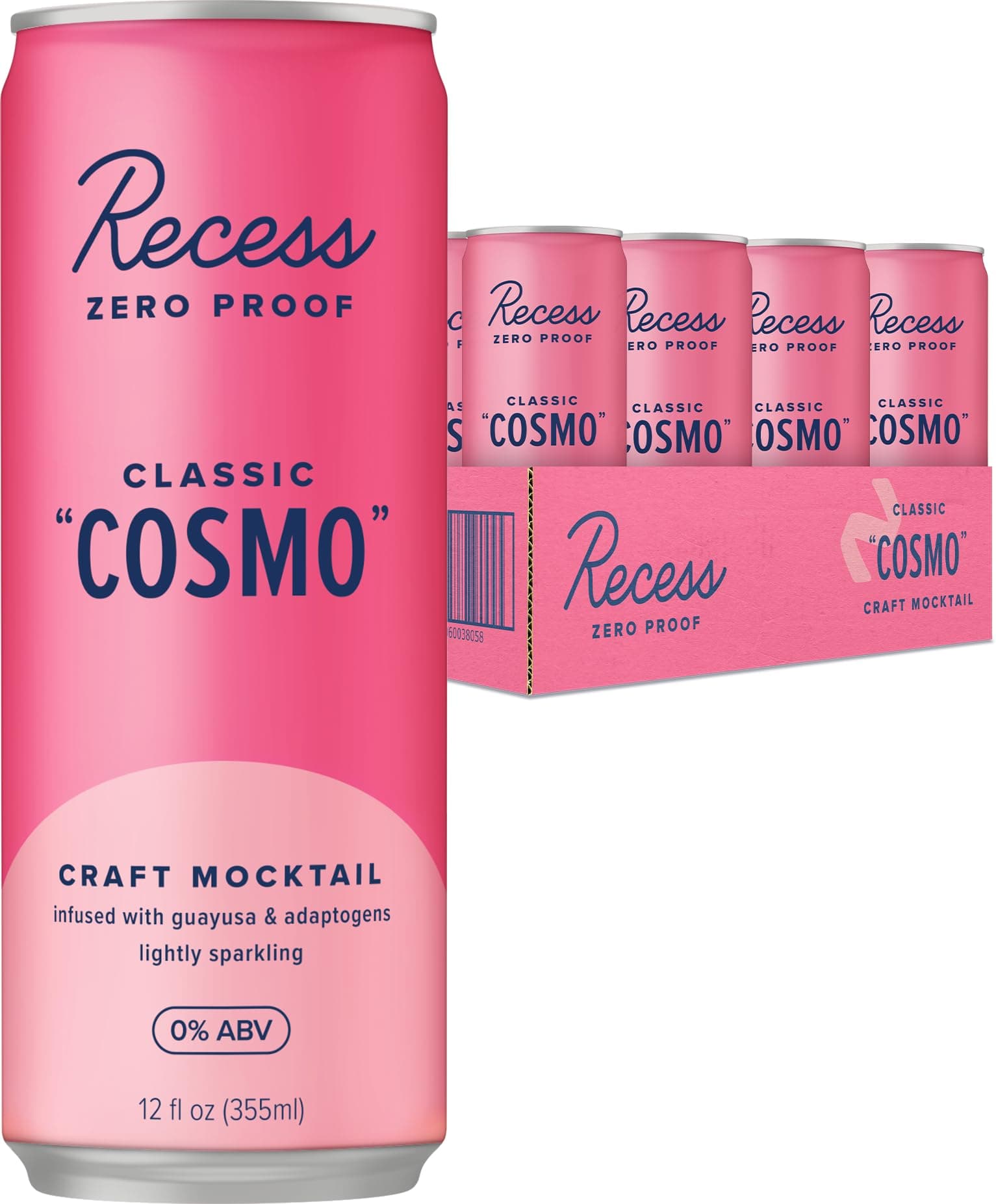 Zero Proof Craft Mocktails, Alcohol Free Drinks, With Adaptogens, Non-Alcoholic Beverage Replacement, Mixer, Celebration, Party, (Classic Cosmo, 12oz, Pack of 12)