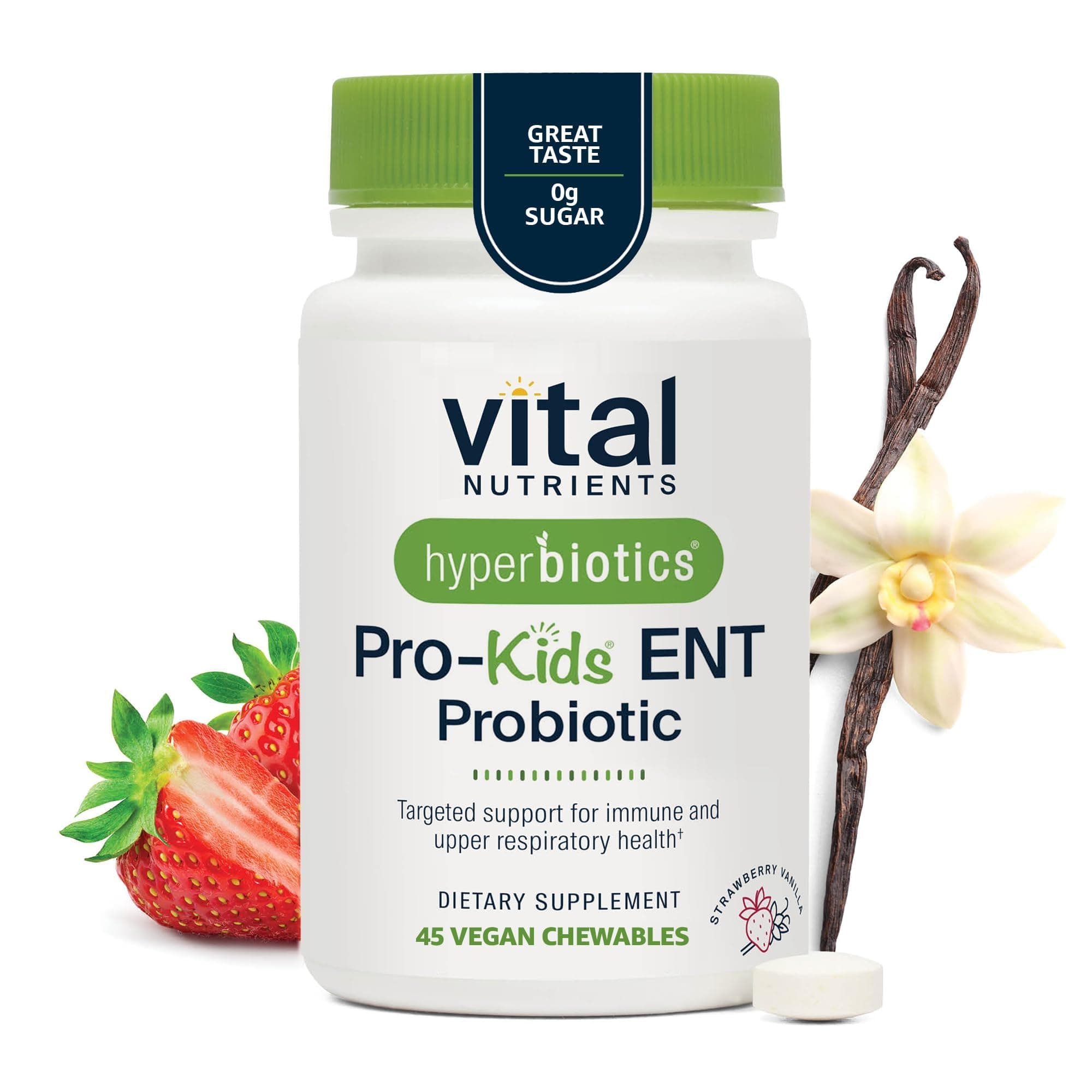 Hyperbiotics Pro-Kids Ent Probiotic Strawberry Vanilla 45 Chewable Tablets - 163322