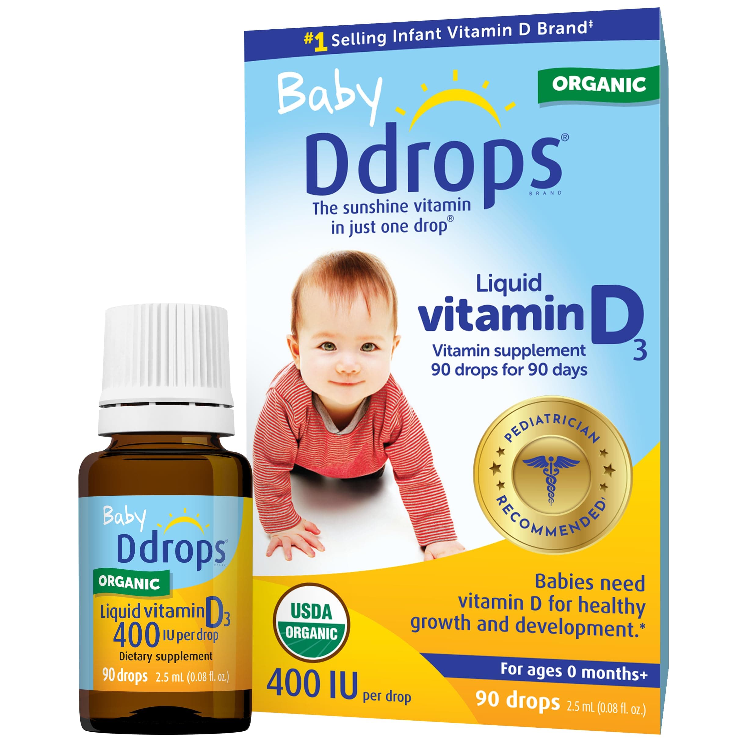 Ddrops Baby 400 IU, Vitamin D, 90 Drops 2.5mL (0.08 Fl. Oz (Pack of 1))