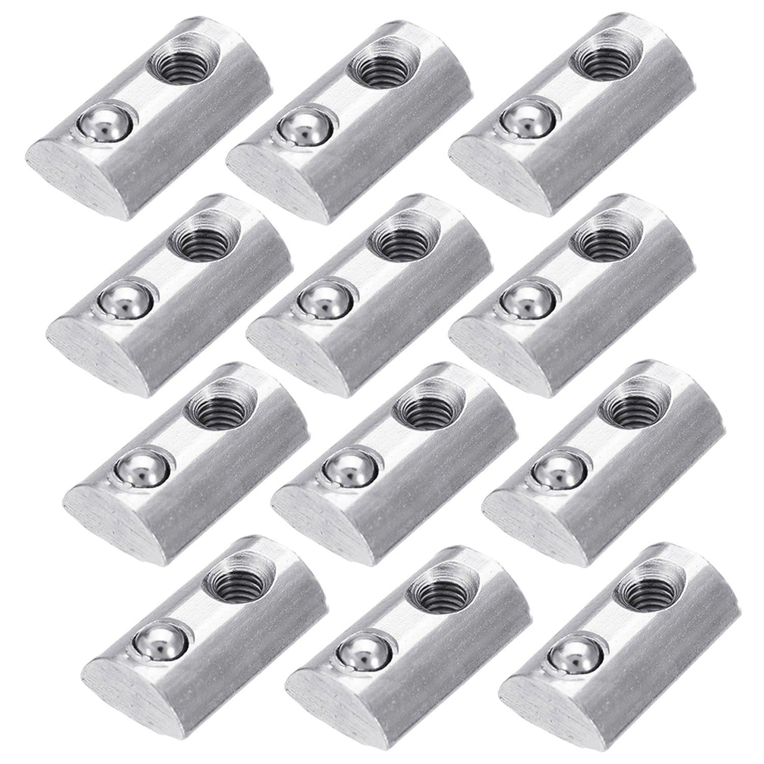 PZRT 12-Pack 3030 Series Roll-in Spring M6 T Nut, Roll Ball Elastic Nuts for 8mm T-Slot European Standard Aluminum Extrusion Profile