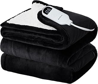 Bedsure Electric Blanket Twin - Soft Flannel Heated Blanket Twin Size, Fast Heating with 6 Time Settings (Up to 10H) & 6 Heat Settings, Warm Gift for Grandma (62x84 inches, Black)