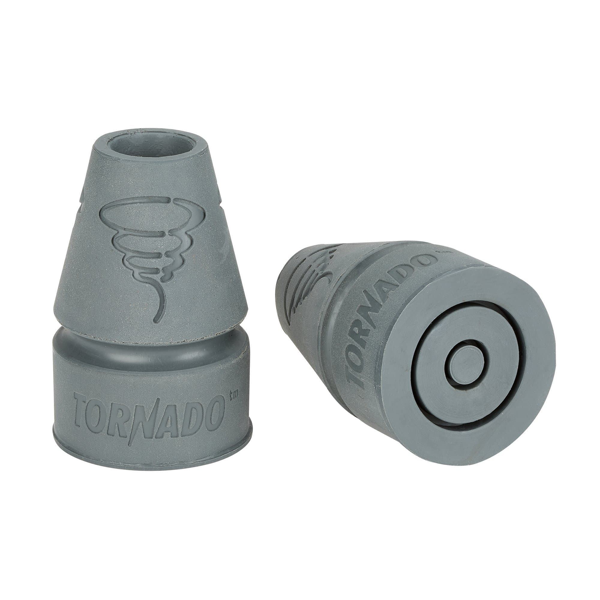 Tornado SB (Solid Body) Cane & Crutch Tips, Fits Shafts of 3/4 to 1 inch, Gray, Pair