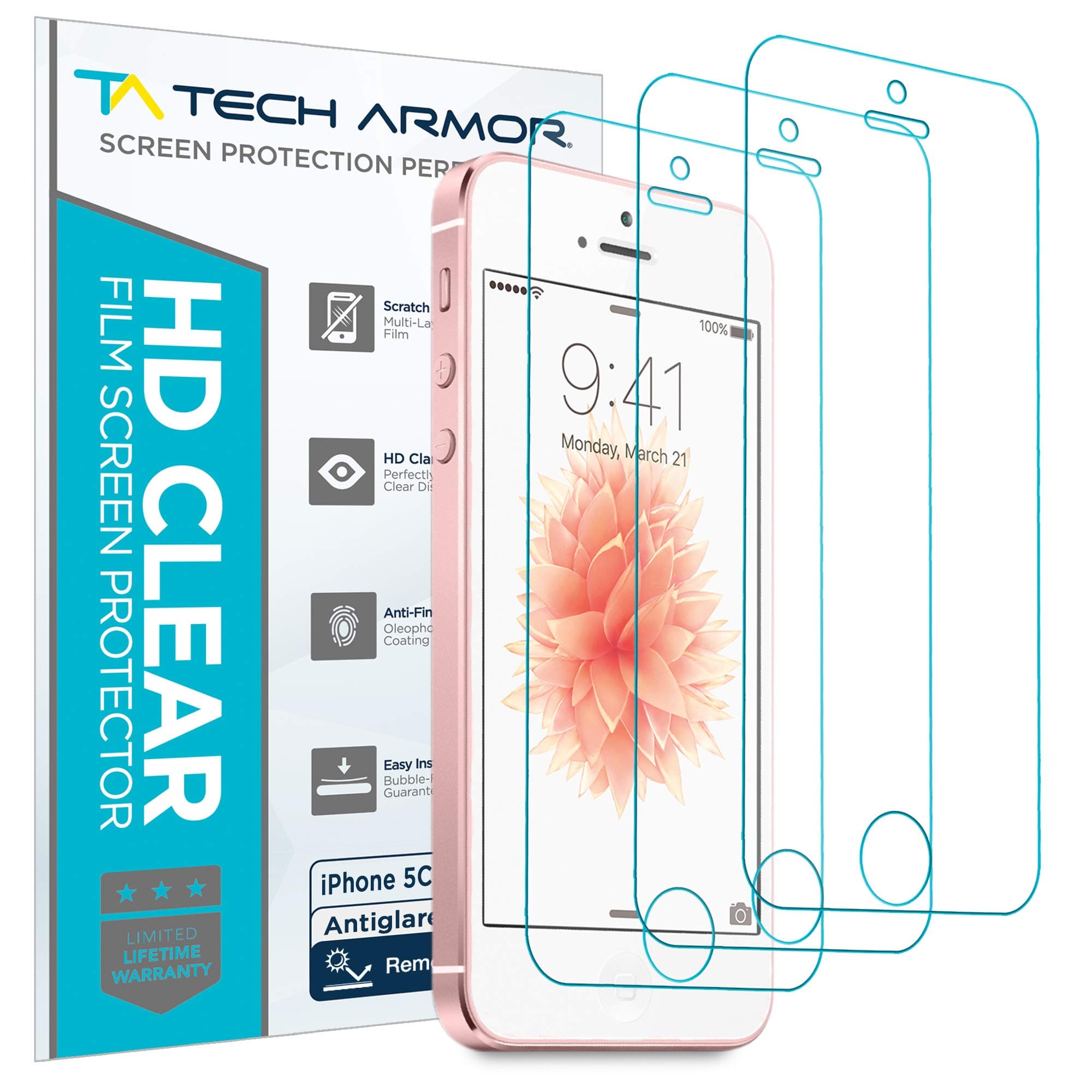 Tech Armor Matte Anti-Glare Film Screen Protector Designed for Apple iPhone 5C, 5S, 5, and SE (2016) 3 Pack