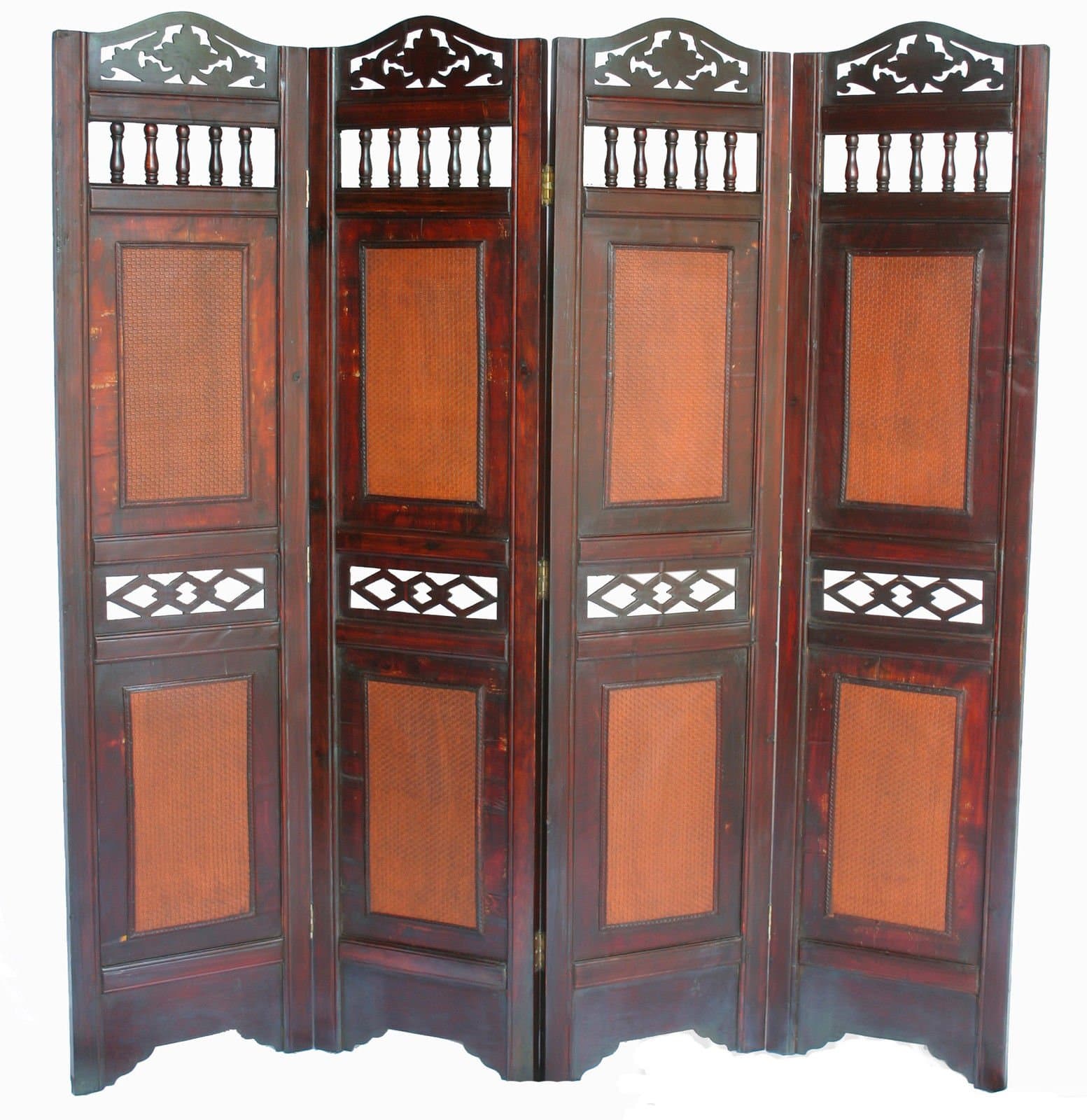 4 PANEL VICTORIAN WOODEN SCREEN ROOM DIVIDER FOLDABLE PARAVENT PARTITION