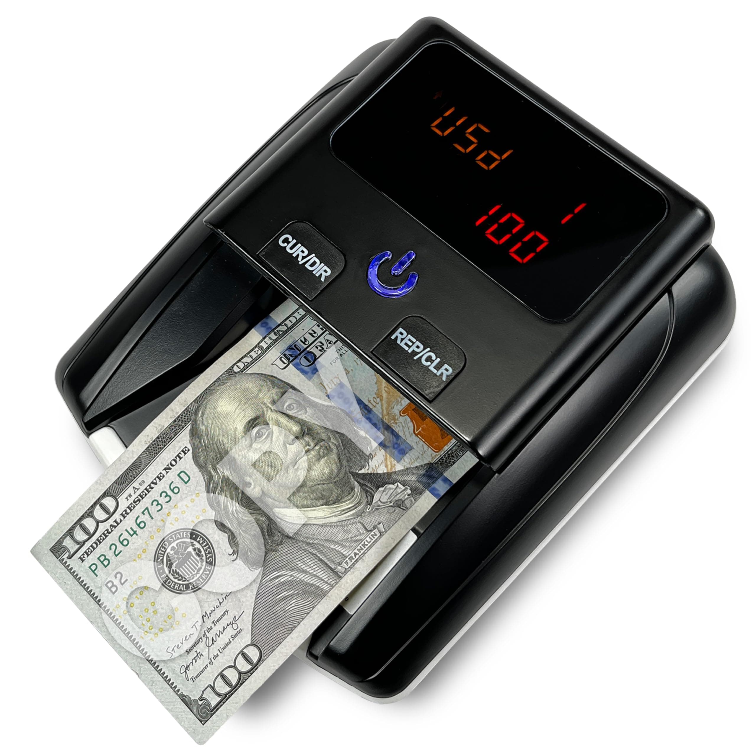 K605 Counterfeit Bill Detector for US Dollars, Automatic 4 Ways Feeding, Checks for UV(Ultraviolet), MG(Magnetic), IR(Infrared), Paper Quality and Size, Verifies Currency Denomination