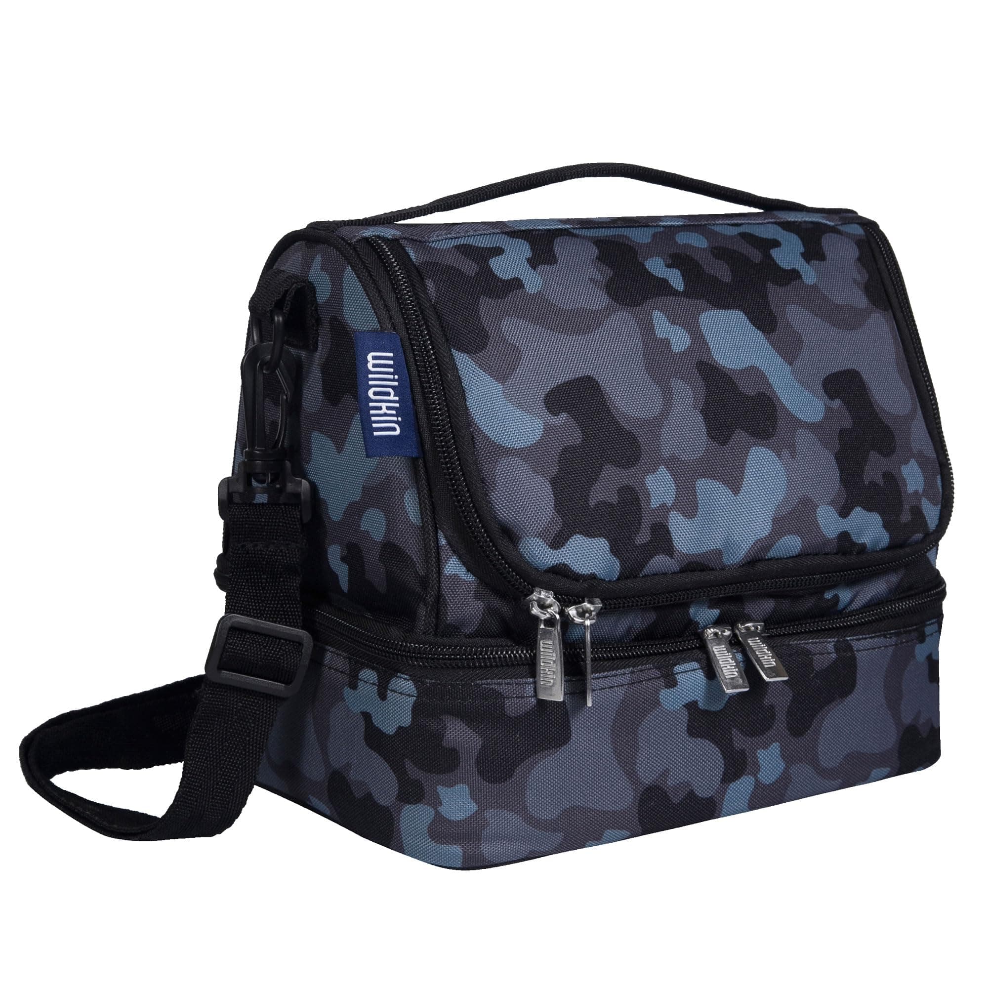 Wildkin Two Compartment Insulated Lunch Bag for Kids – School & Travel Ready - Black Camo