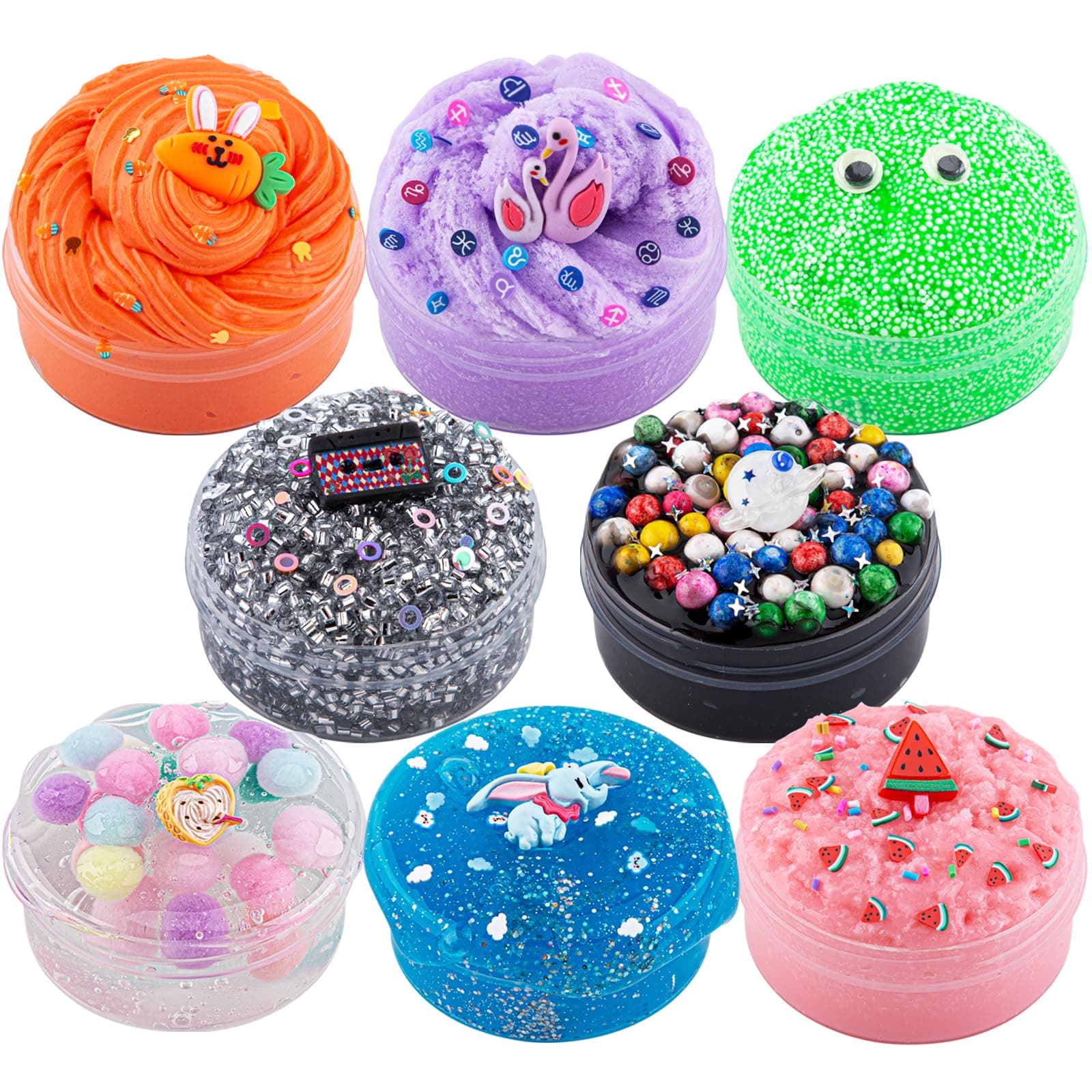 Slime Variety Pack Different Textures, 8 x 100ml Slimes Kit for Kids, Includes Bingsu, Water, Cloud, Butter, Snow Fizz Slime, Slimes Party Favors for Girls & Boys, Birthday Easter