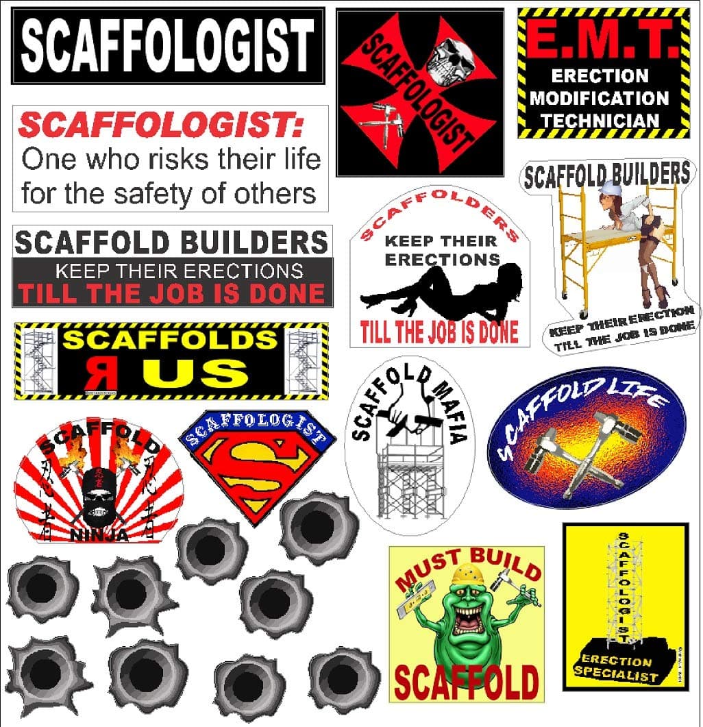 scaffold builder hard hat stickers, scaffold builder 23 sticker pack