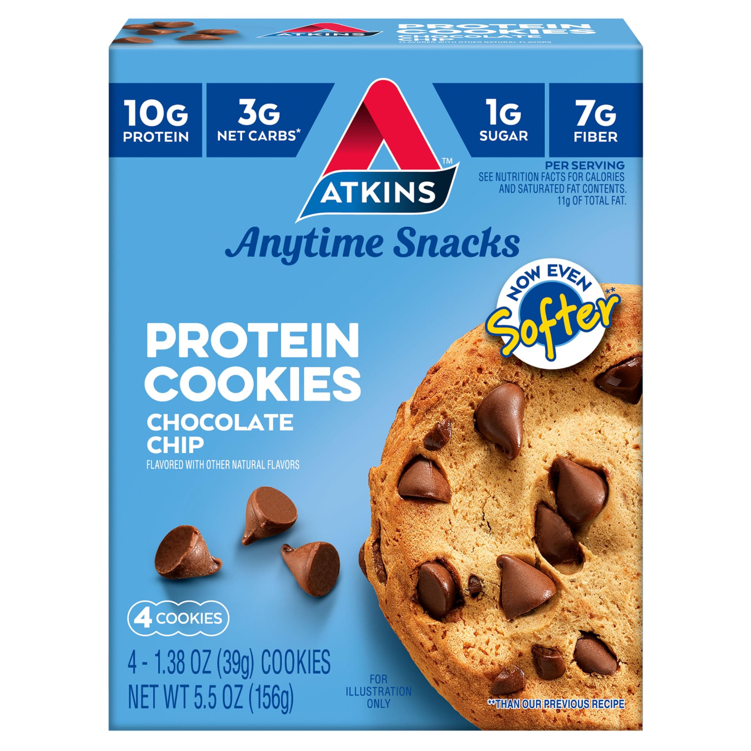 Atkins Chocolate Chip Protein Cookies, 4 Count