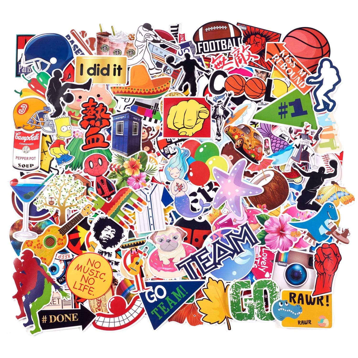 200Pack SuprCool Stickers Set Random Sticker Decals for Water Bottle Laptop Cellphone Skateboard Bicycle Motorcycle Car Bumper Luggage Travel Case. Etc (200pcs)