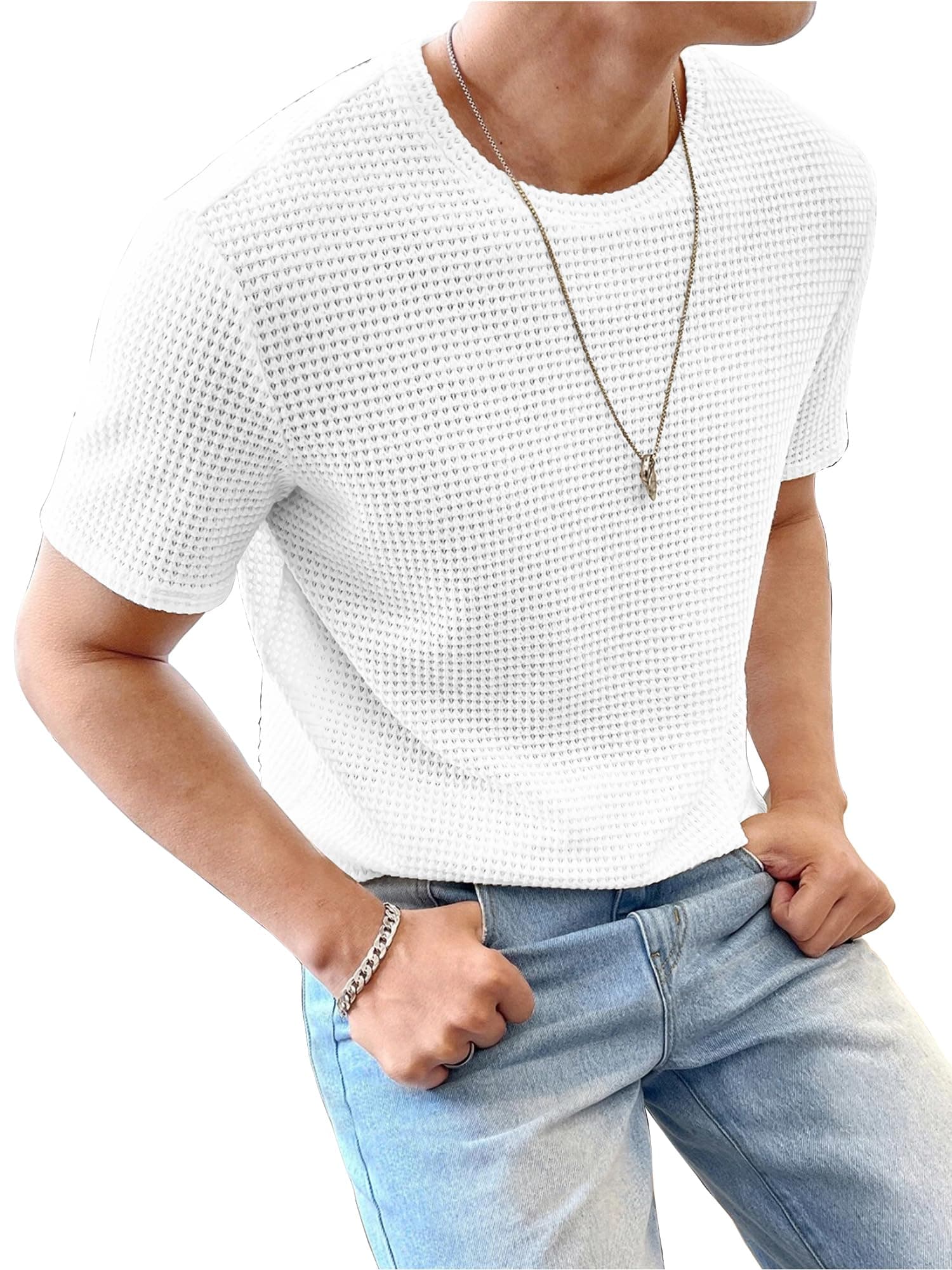 Jump Cuts||Printed Tshirt for Men||Drop Shoulder Tshirt for Men||Round Neck for Men||Waffle Regular Fit T-Shirt for Men