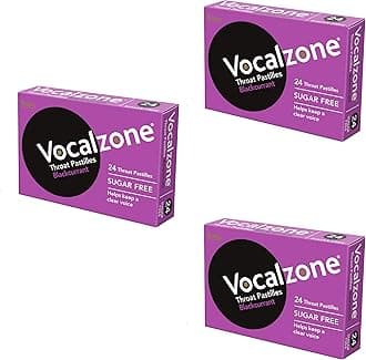 Throat Pastilles Blackcurrant Sugar Free 3 Packs 24- for Sore Throats and Hoarseness When Overusing Your Voice. Produced and Sold in The United Kingdom Since 1912.