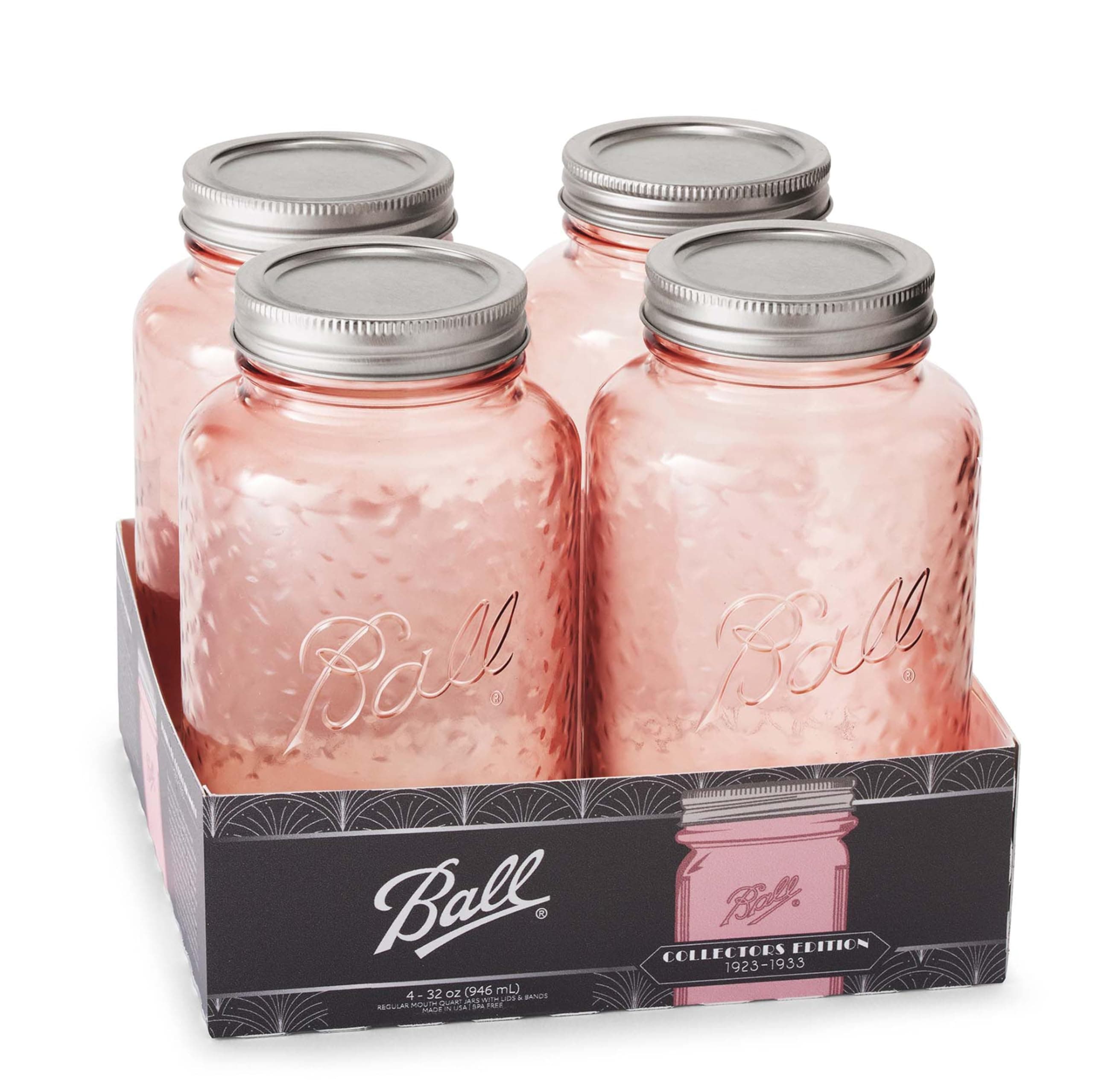 Ball Rose Vintage Regular Mouth Quart Canning Jars, 4-Pack, 32 Oz