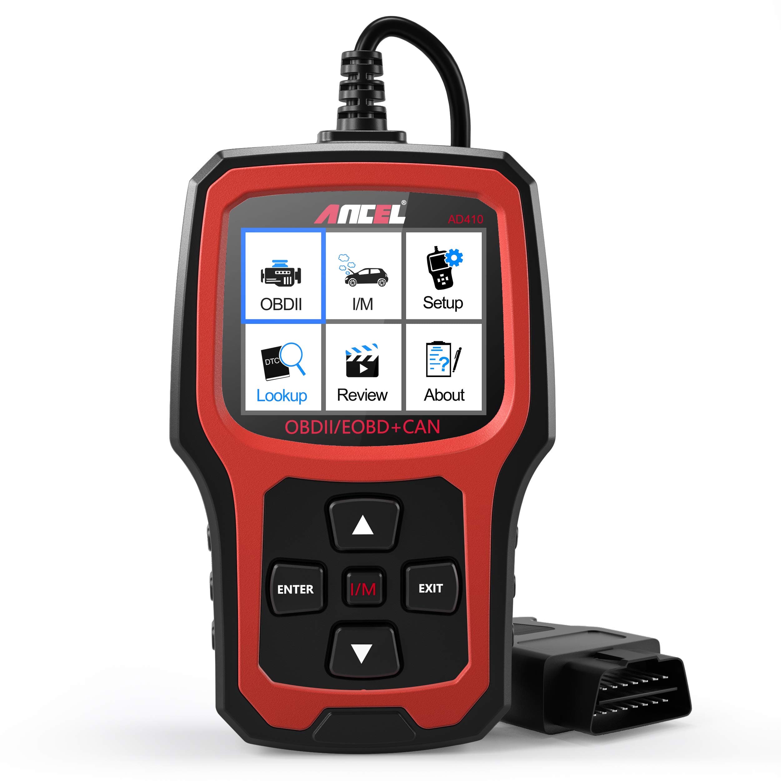 ANCEL AD410 OBD II Vehicle Check Engine Light Scan Tool Automotive Code Reader Auto OBD2 Scanner with I/M Readiness (Black-Red)