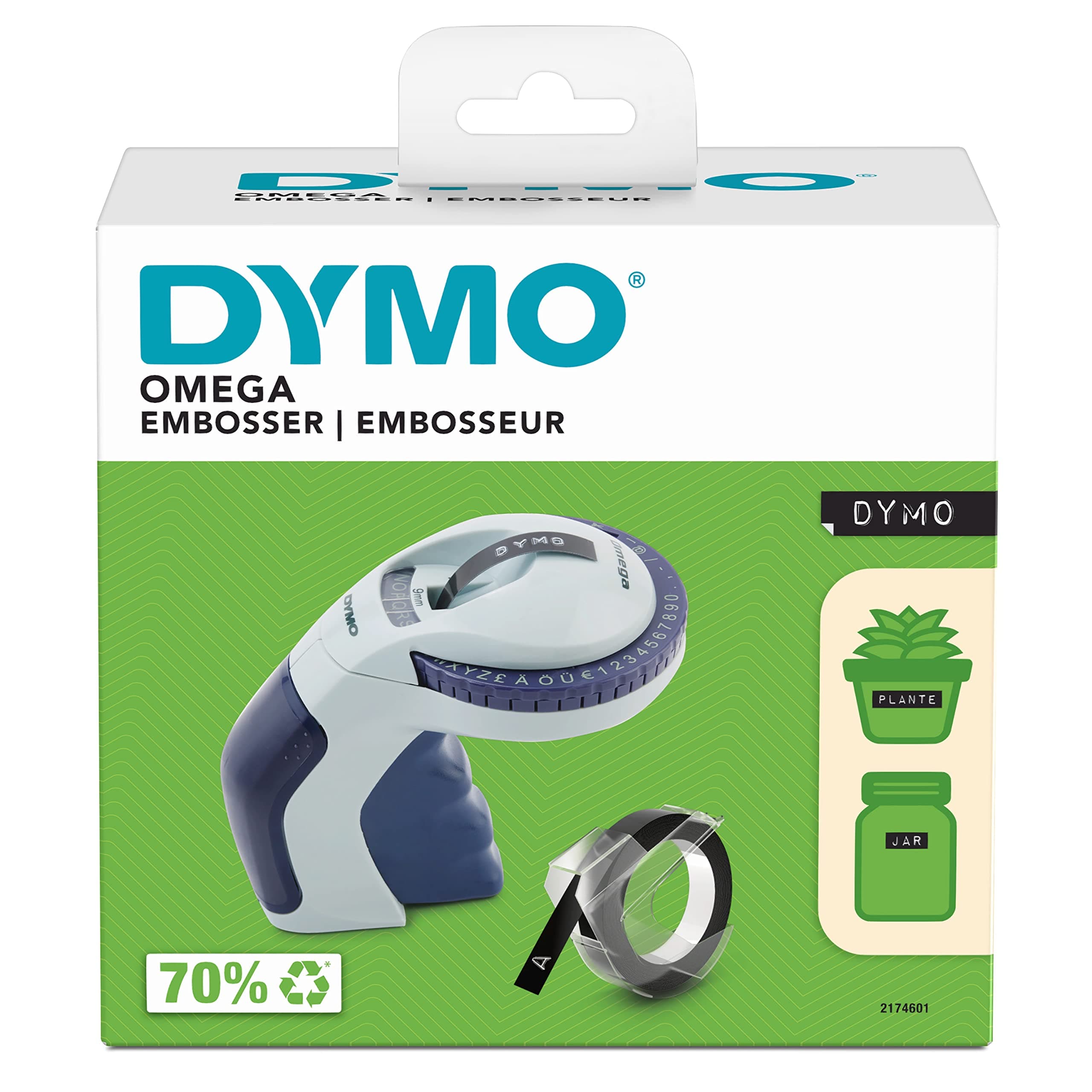 Omega Embossing Label Maker | Small Label Maker with Turn-Click Wheel and Ergonomic Design | For HomeDIY & Crafting (£/€ÄÖ & Ü)