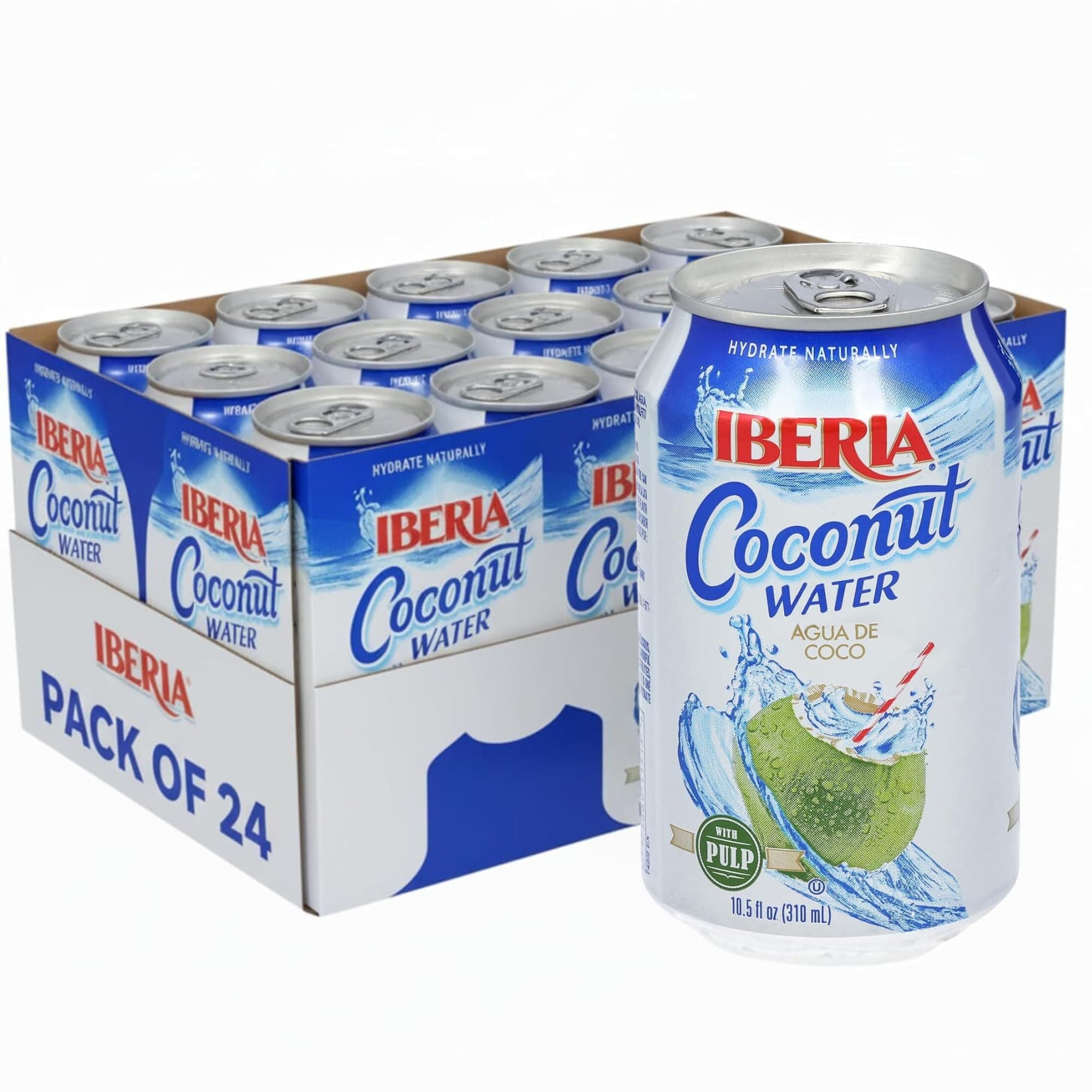 Iberia Coconut Water With Pulp, 10.5 Fl Oz (Pack of 24)