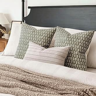 Foindtower Set of 2 Decorative Vintage Floral Print Throw Pillow Covers Neutral Modern Farmhouse Cushion Covers Boho Home Decor for Sofa Couch Chair Bedroom Living Room Outdoor,24×24 Inch,Sage Green