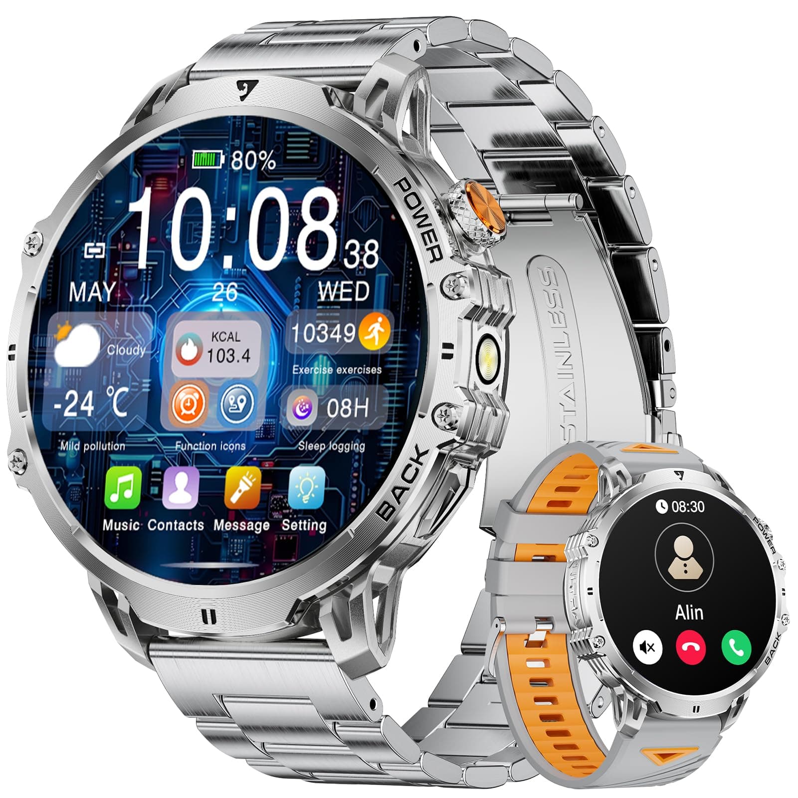 LIGE Smart Watch for Men (Answer/Make Call), 1.85" HD-Display 1000mAh Battery Fitness Tracker with LED Flashlight, 100+ Sports Modes/IP68 Waterproof, Sport Smartwatch for Android IOS Black