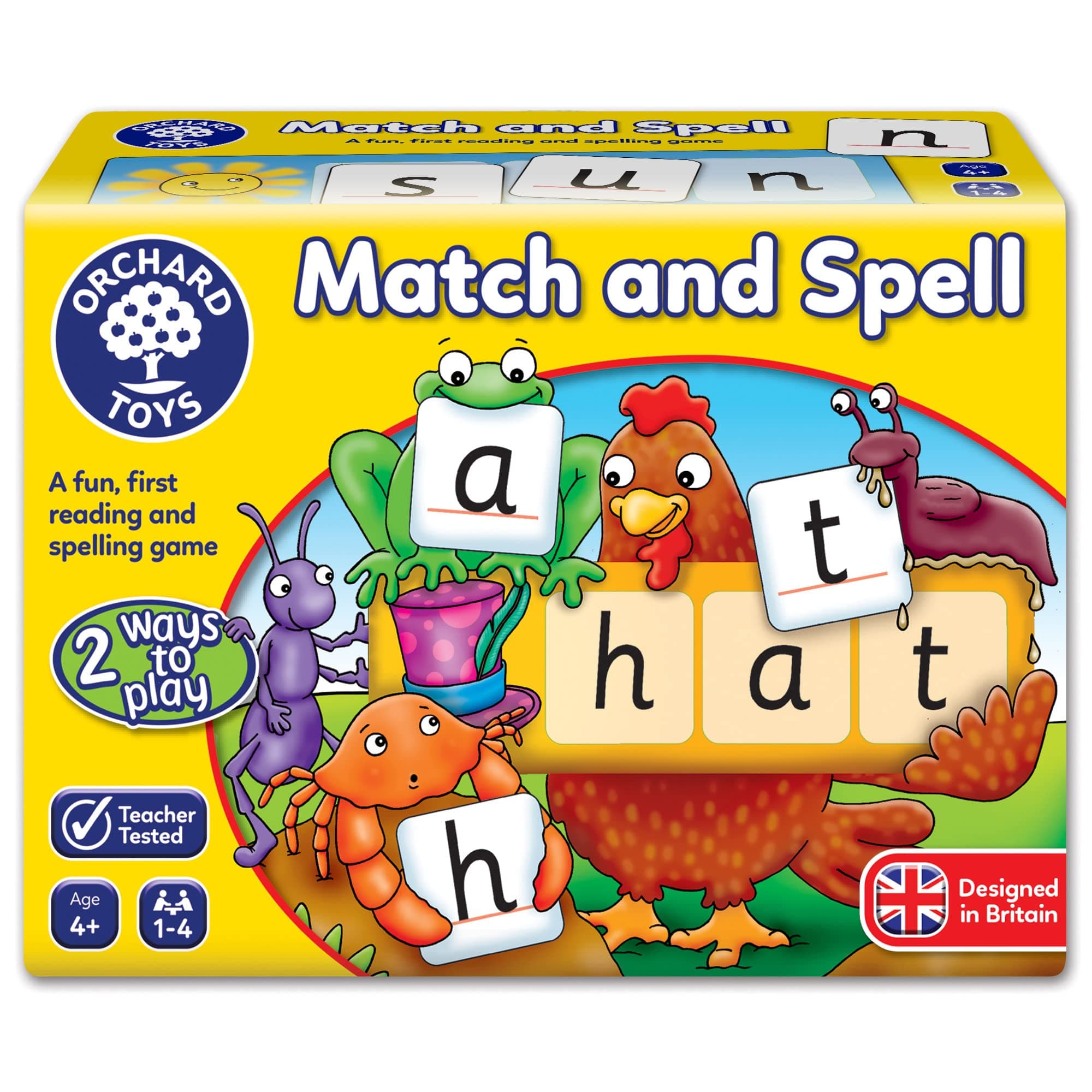 Match & Spell Reading & Spelling Activity, Teach Phonics Word Building Educational Board Game, Teacher Tested, Gifts for Children 4 to 8 Years, Multicolor