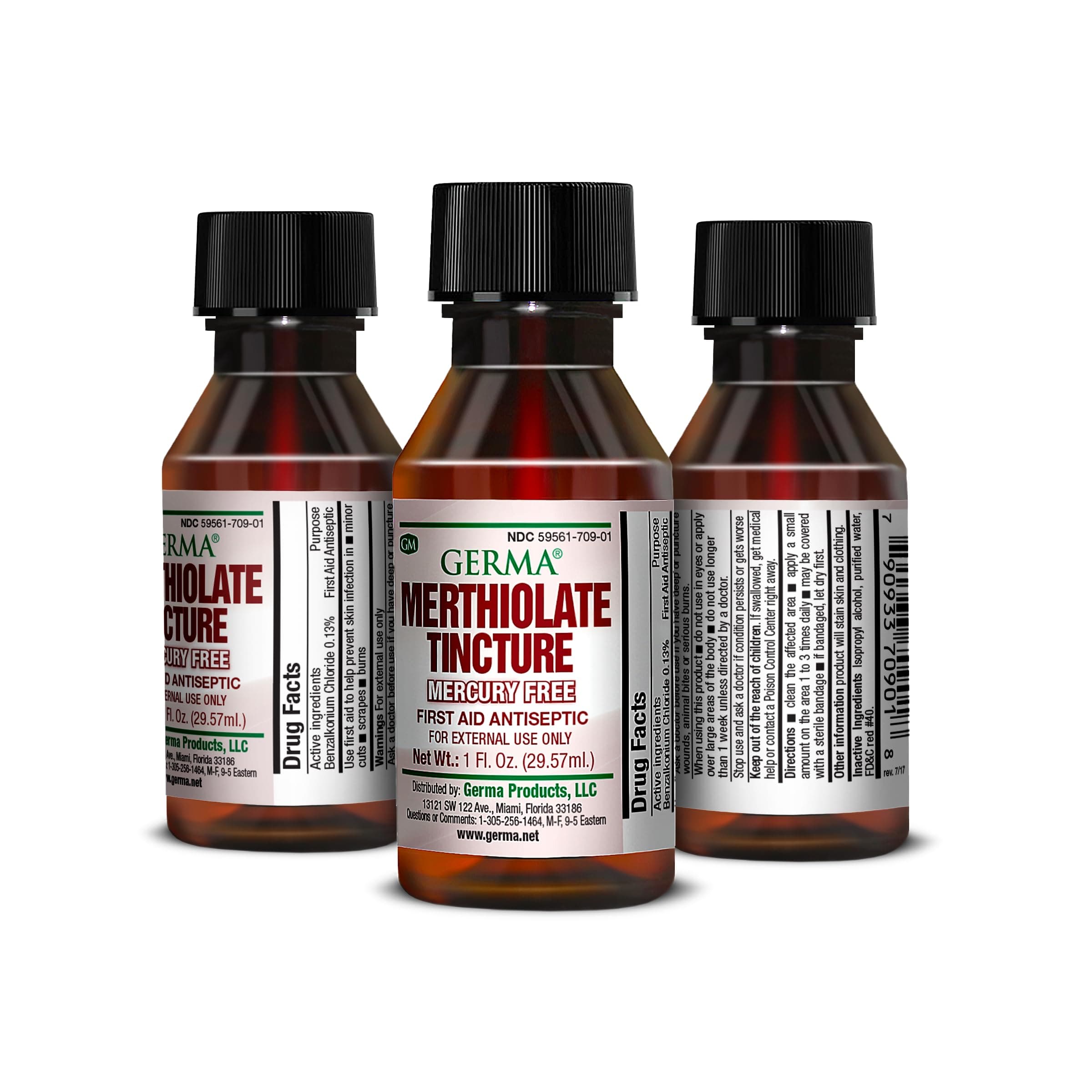 Germa Merthiolate Tincture - 1 oz - Mercury-Free First Aid Antiseptic for Minor Cuts and Scrapes