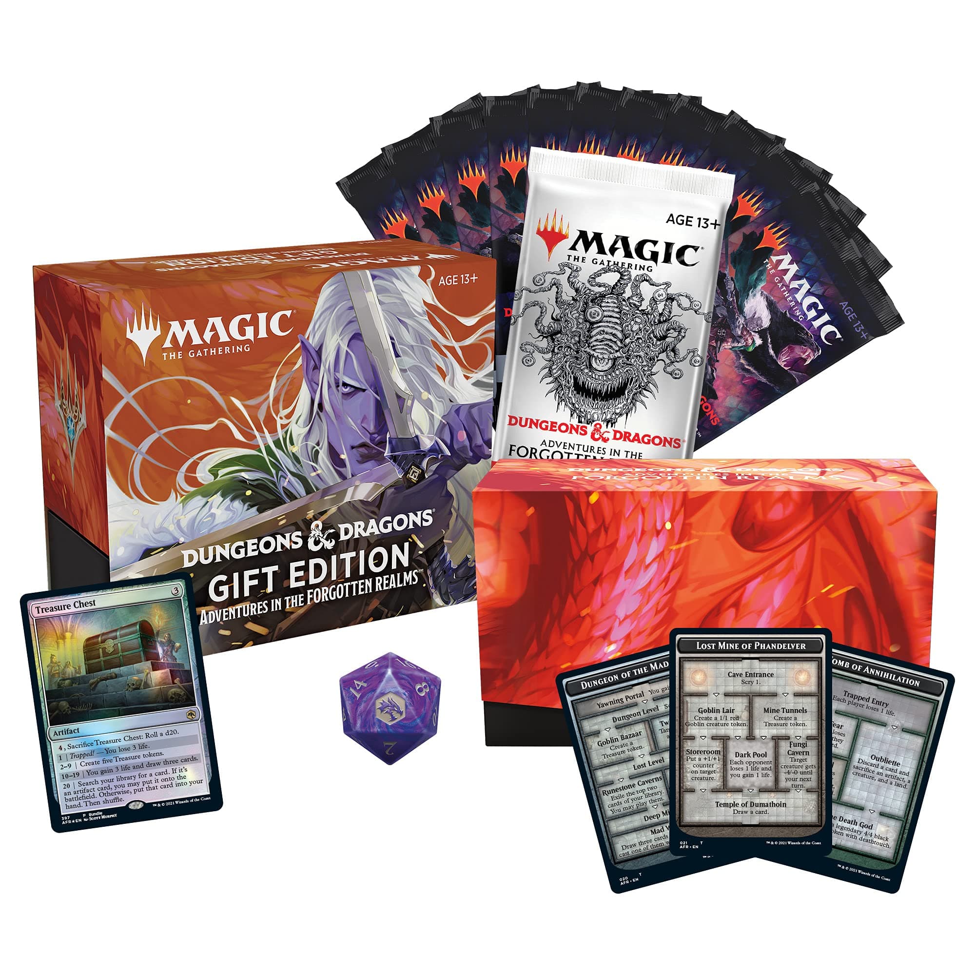 Adventures in The Forgotten Realms Gift Bundle | 10 Draft Boosters | 1 Collector Booster | Accessories