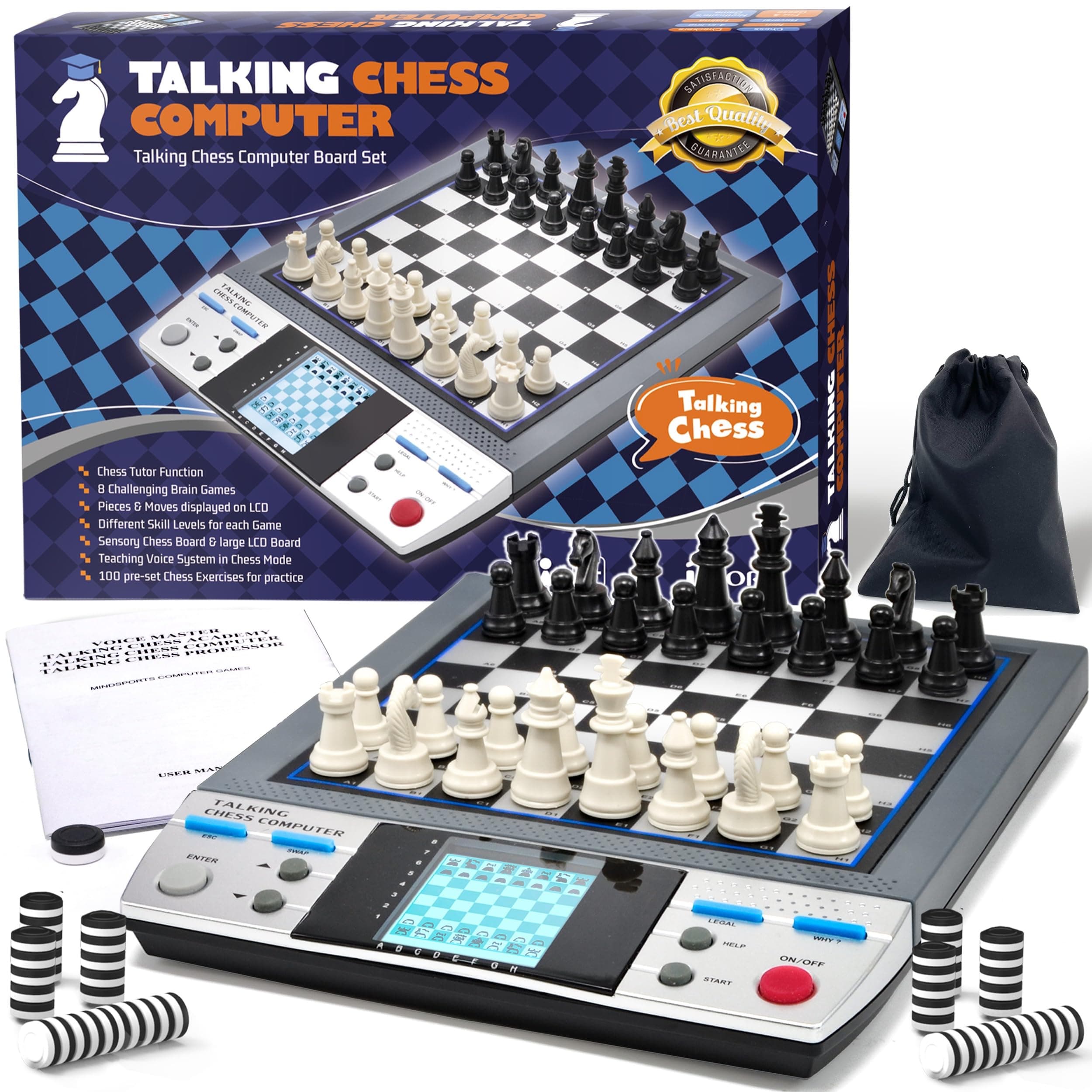 ISEE Electronic Talking Chess Board Games With 8 In 1 Talking Computer Chess Set For Kids Adults