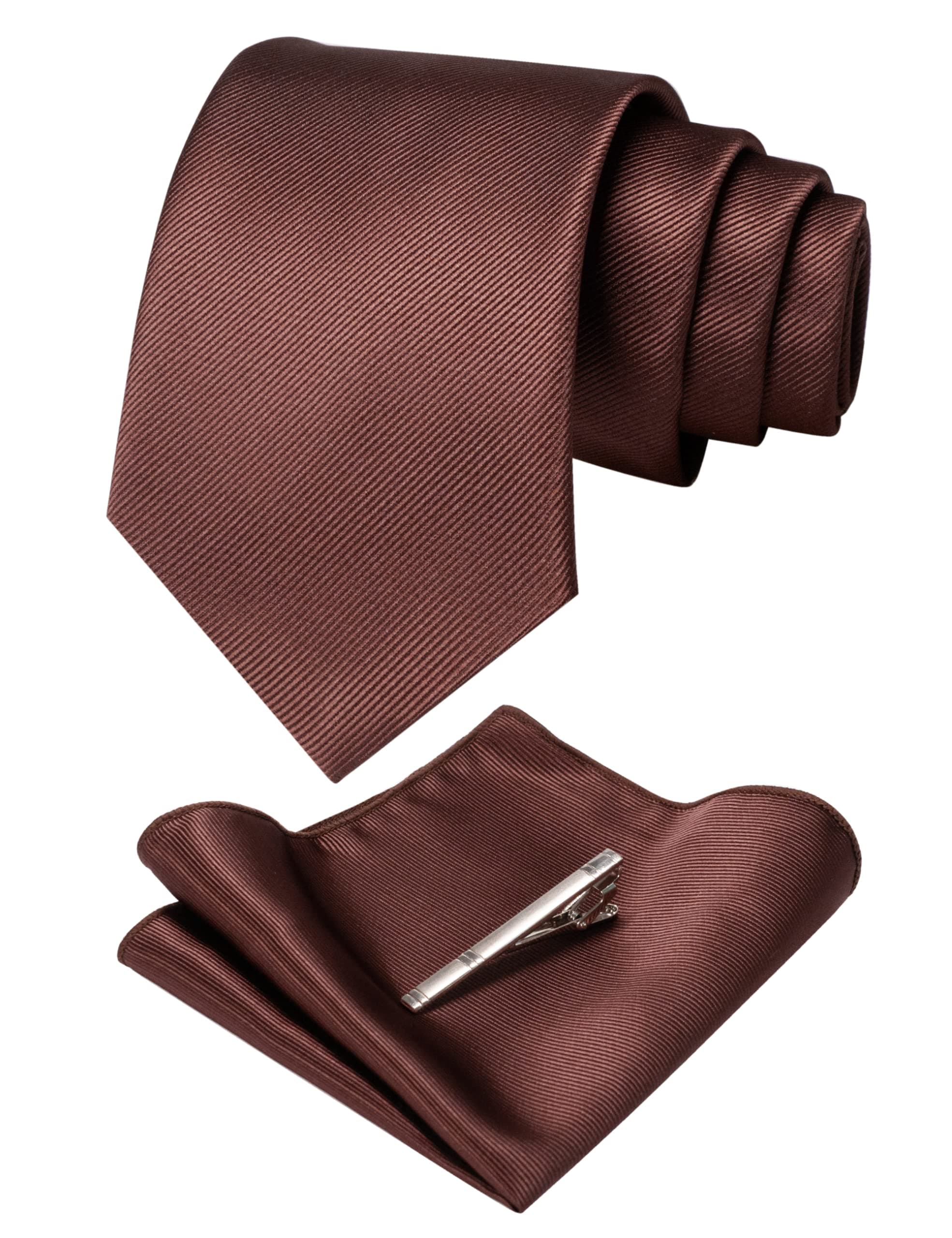 JEMYGINS3.5" Solid Color Necktie Tie and Pocket Square Set for Men - Various Colors