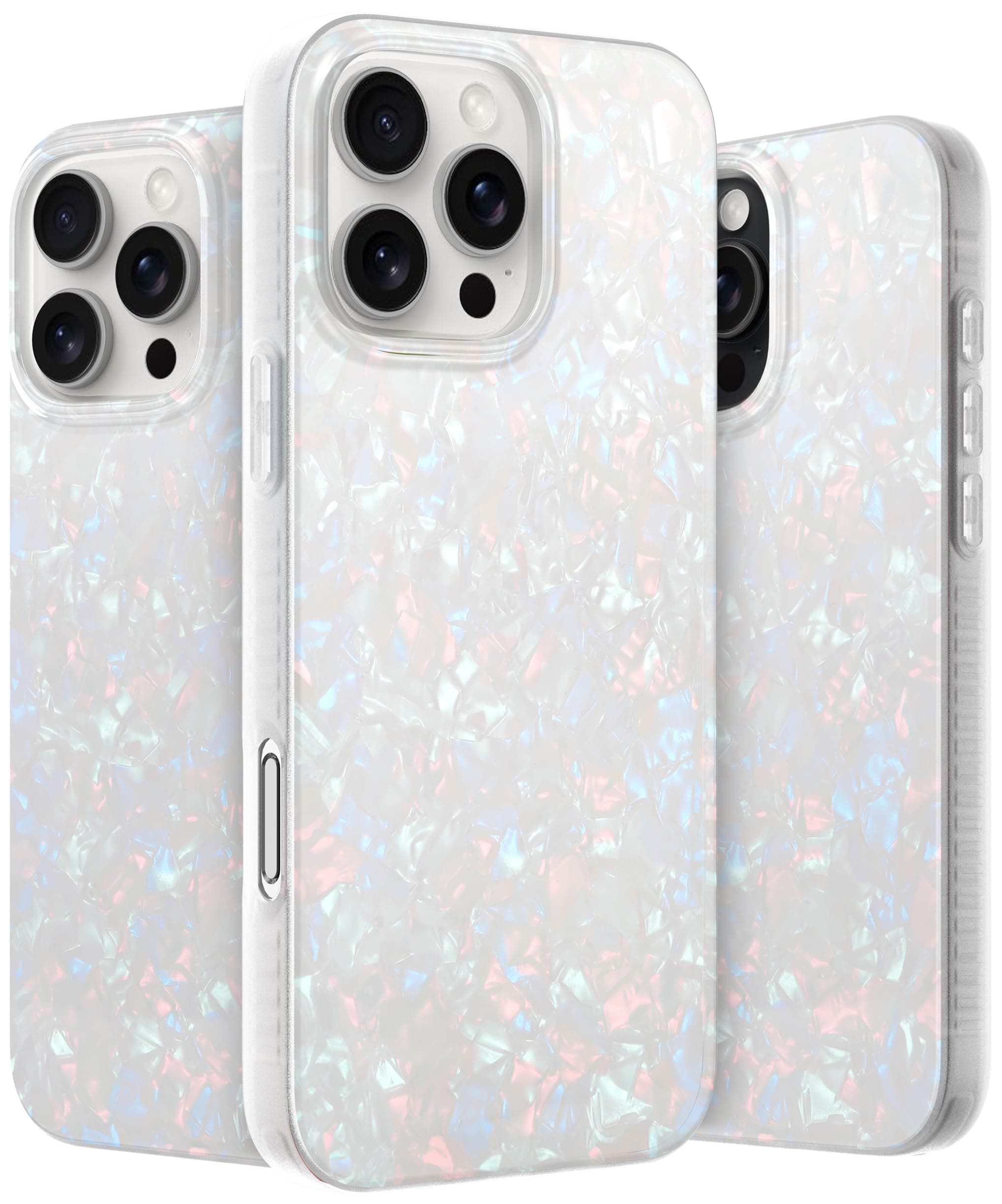 LONLI Hue - for iPhone 16 Pro Case - [360° Shock-Absorbent Bumper] - [Cute and Unique Phone Cover for Girls and Women] - White Pearl Tort