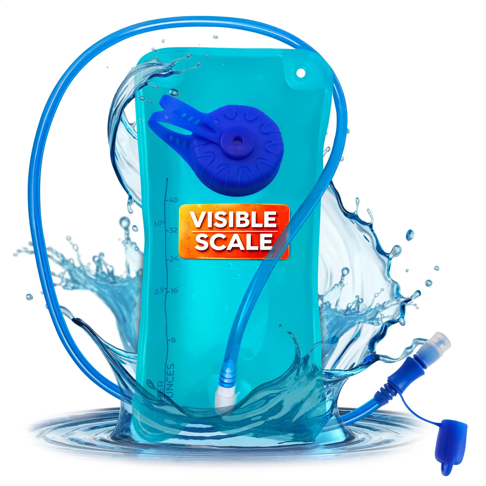 Water Bladder for Hiking Backpack – 1L/1.5L TPU Material Hydration Bladder with Readable Markup, Large Opening Lid, Mouthpiece Cap & Easy Tube Connection – Water Pouch for Backpac , Camping Trips