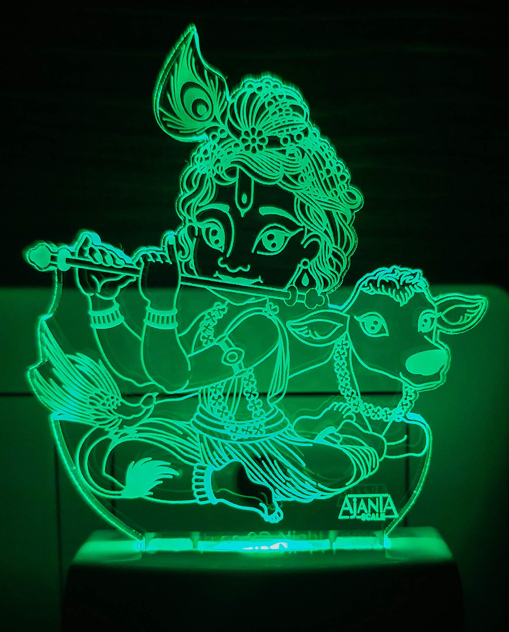 Plastic Jai Shree Krishna 3D Night Lamp,Multi-coloured,Small