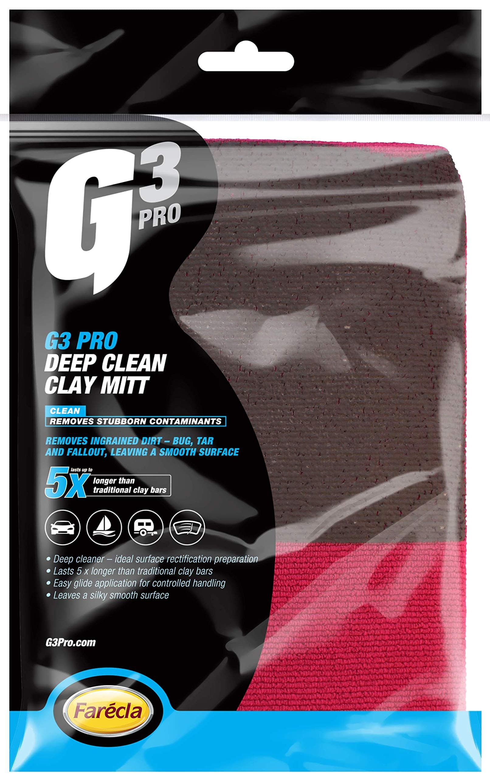 – G3 Pro Deep Clean Clay Mitt (7191) – Removes Tar, Tree Sap & Overspray for a Smooth Paint Finish – Faster, Reusable Alternative to Clay Bars, Lasts Up to 5x Longer Than Traditional Clay Bars